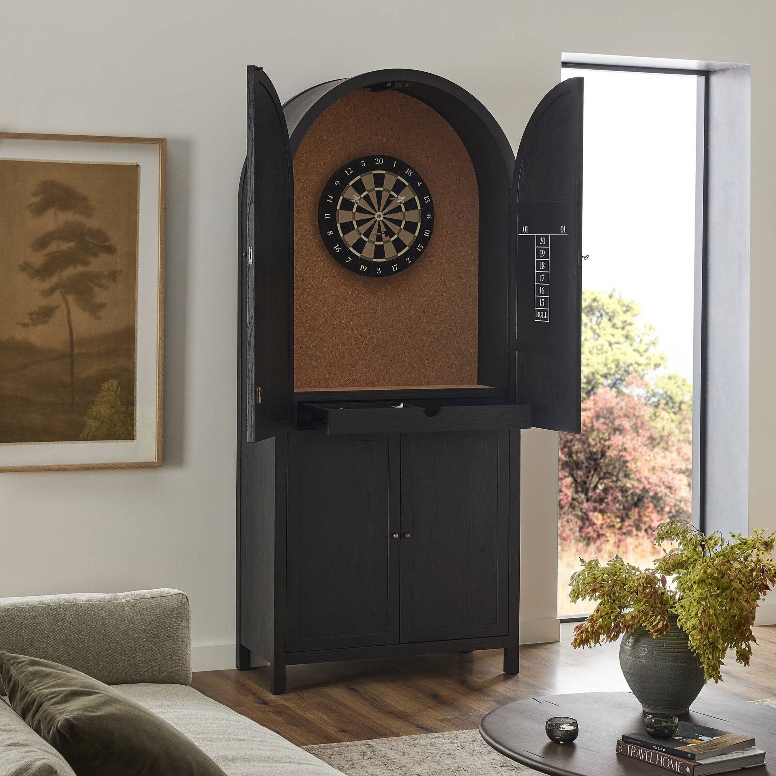 Darts Cabinet, Brushed Brass