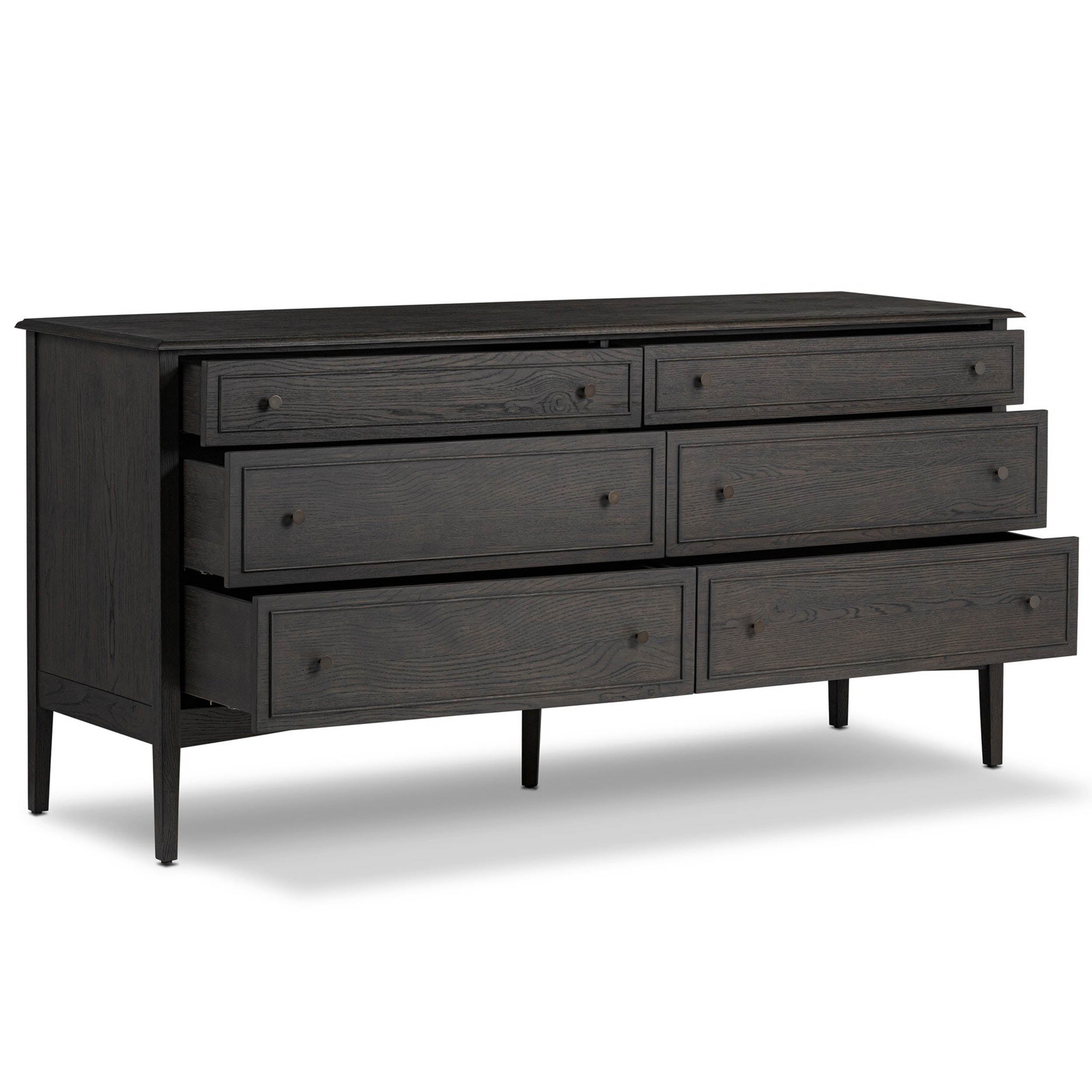 Maggie 6 Drawer Dresser, Smoked Black Oak Veneer