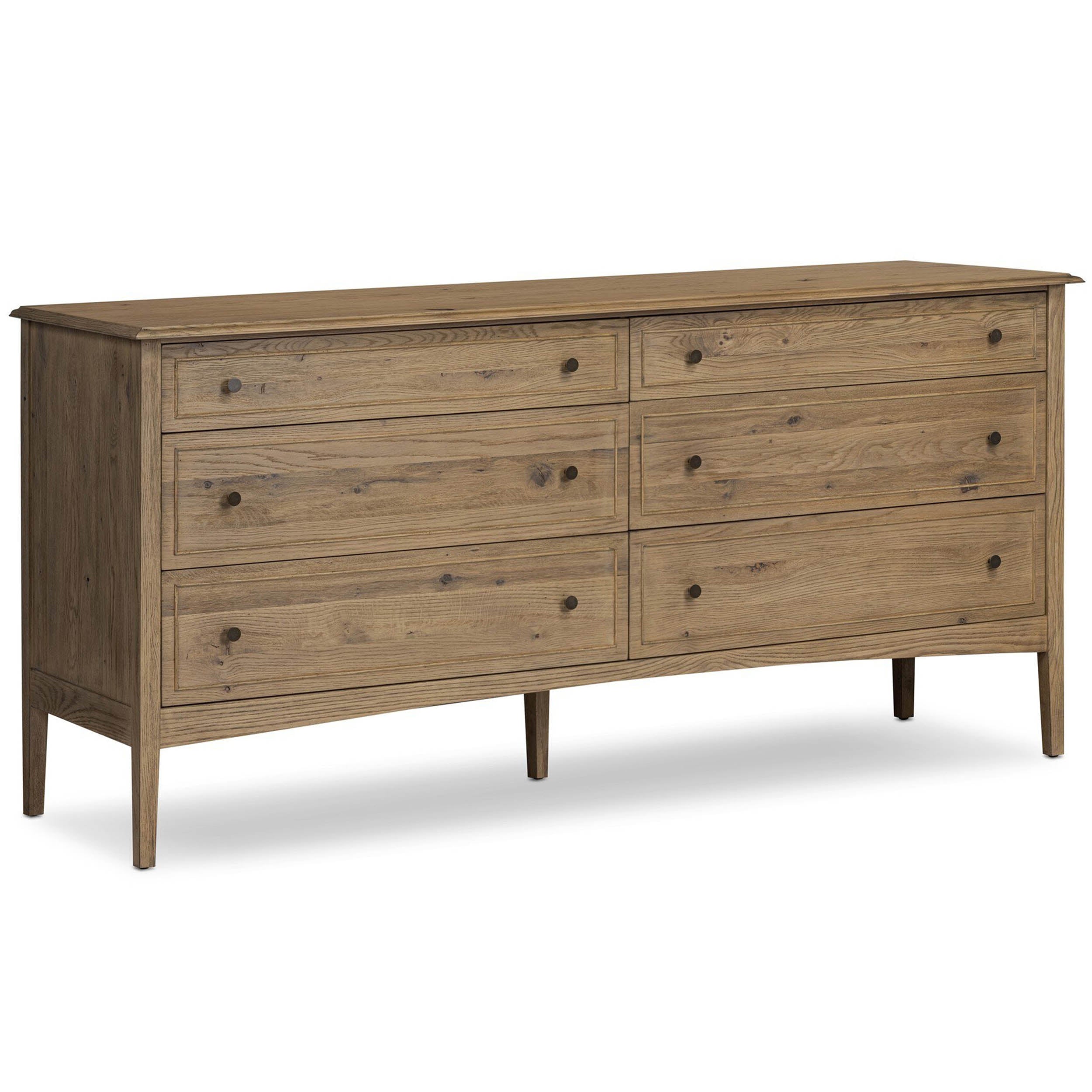 Maggie 6 Drawer Dresser, Aged Smoked Oak Resawn