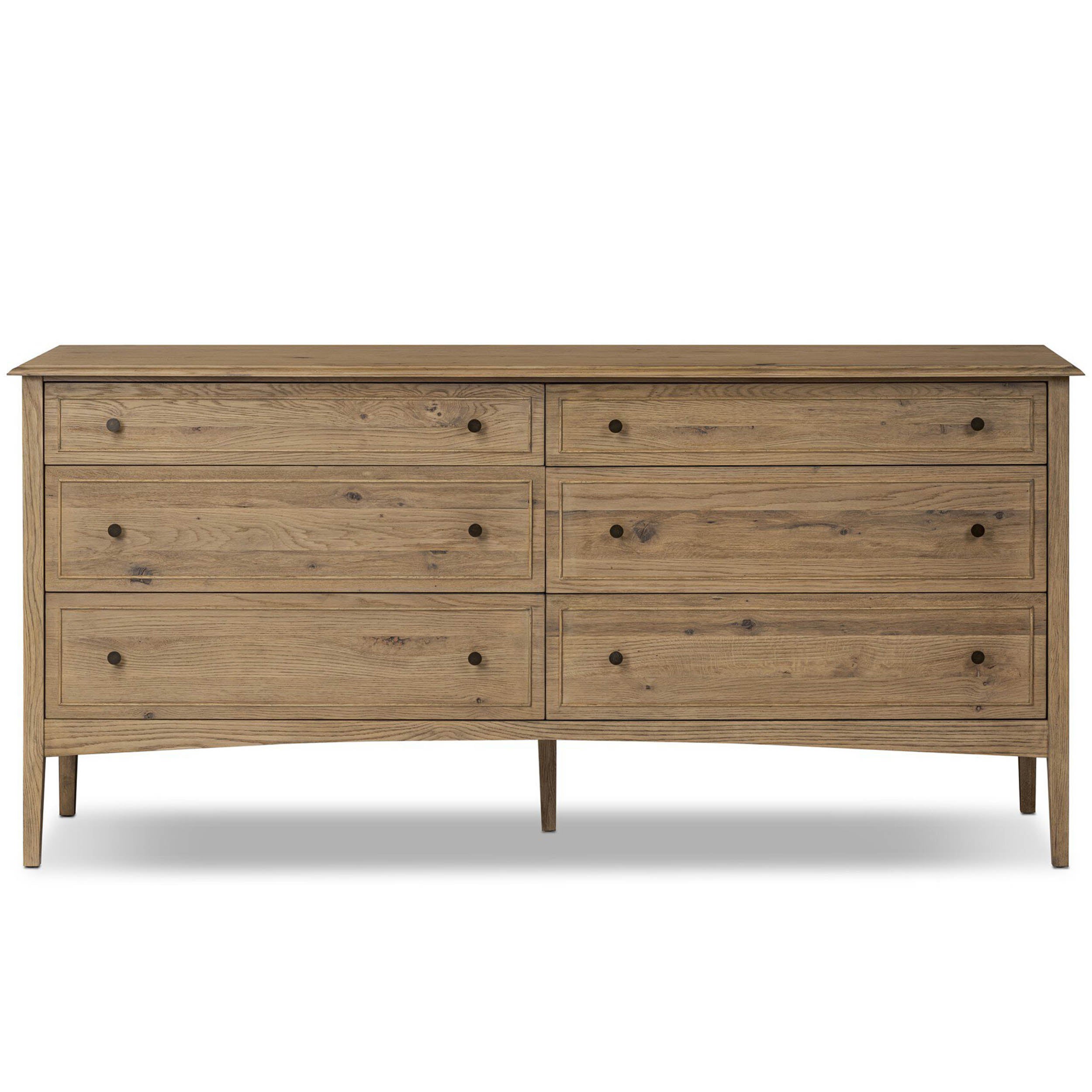 Maggie 6 Drawer Dresser, Aged Smoked Oak Resawn