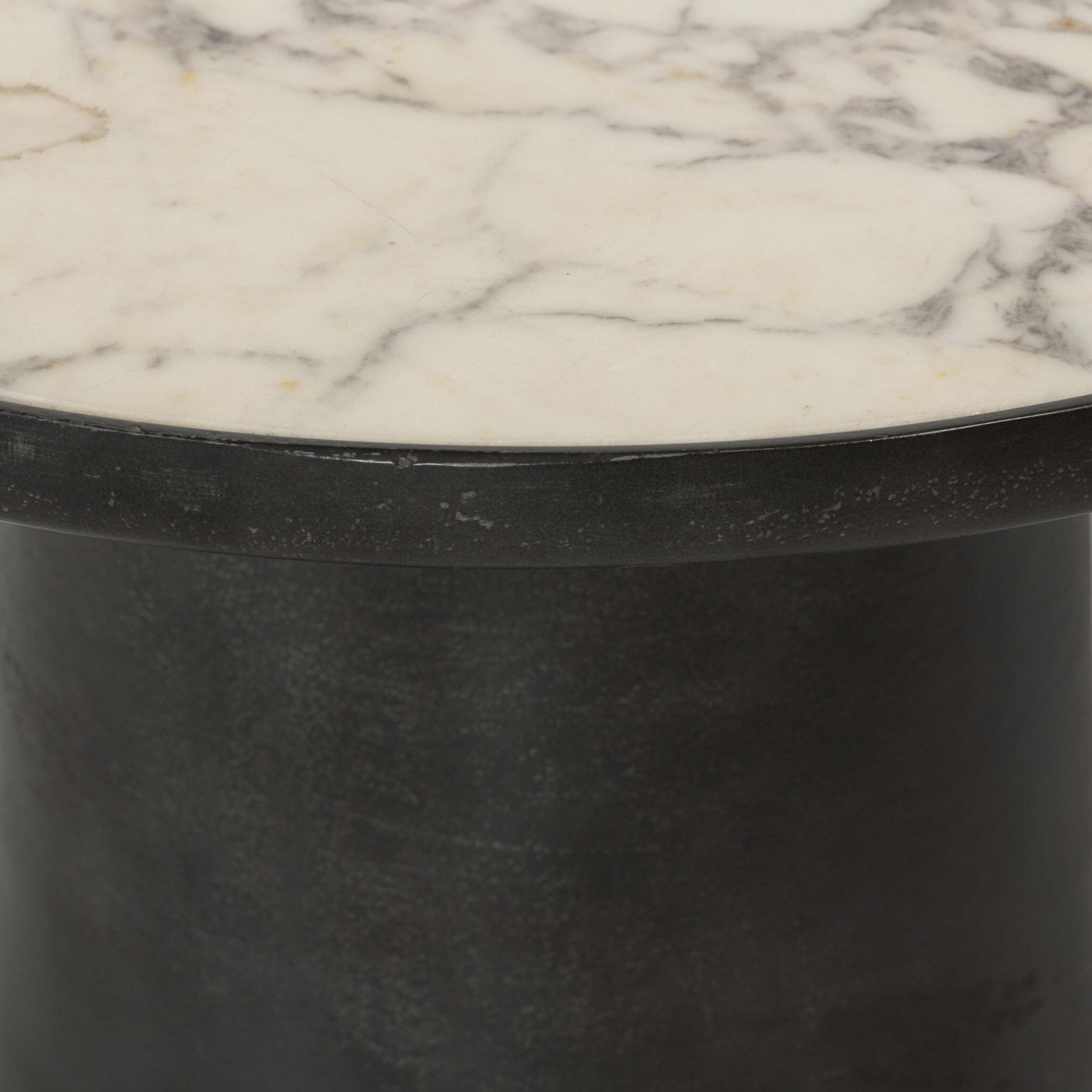 Balboa Outdoor End Table, Veined White Marble