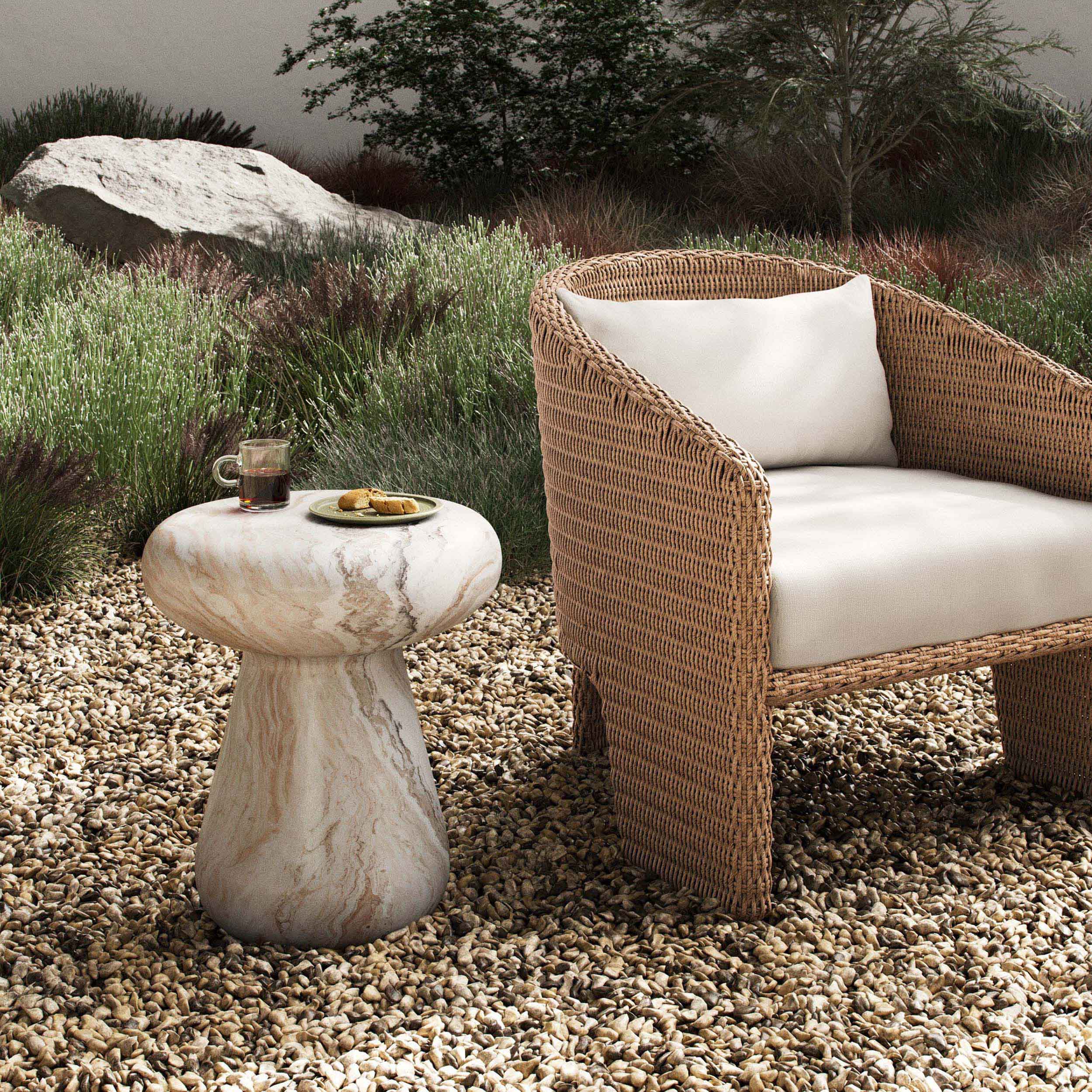 Pablo Outdoor End Table, Sawar Marble