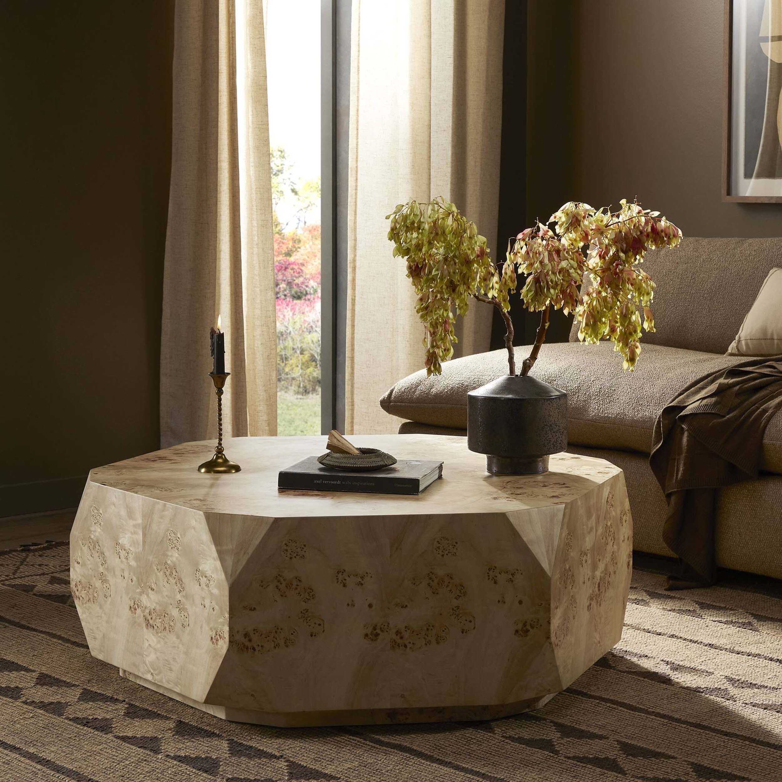 Elena Coffee Table, Light Burl