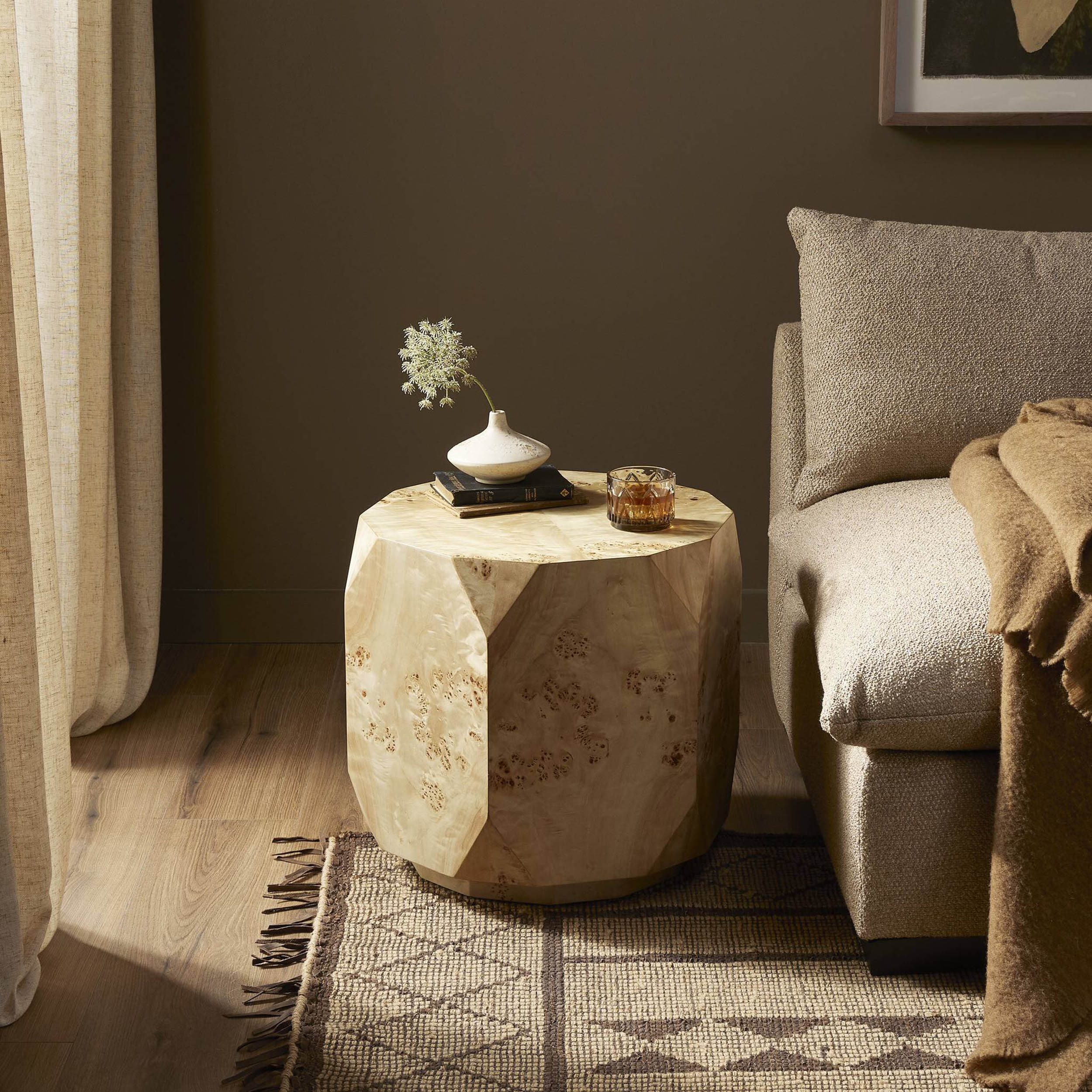 Elena End Table, Light Burl