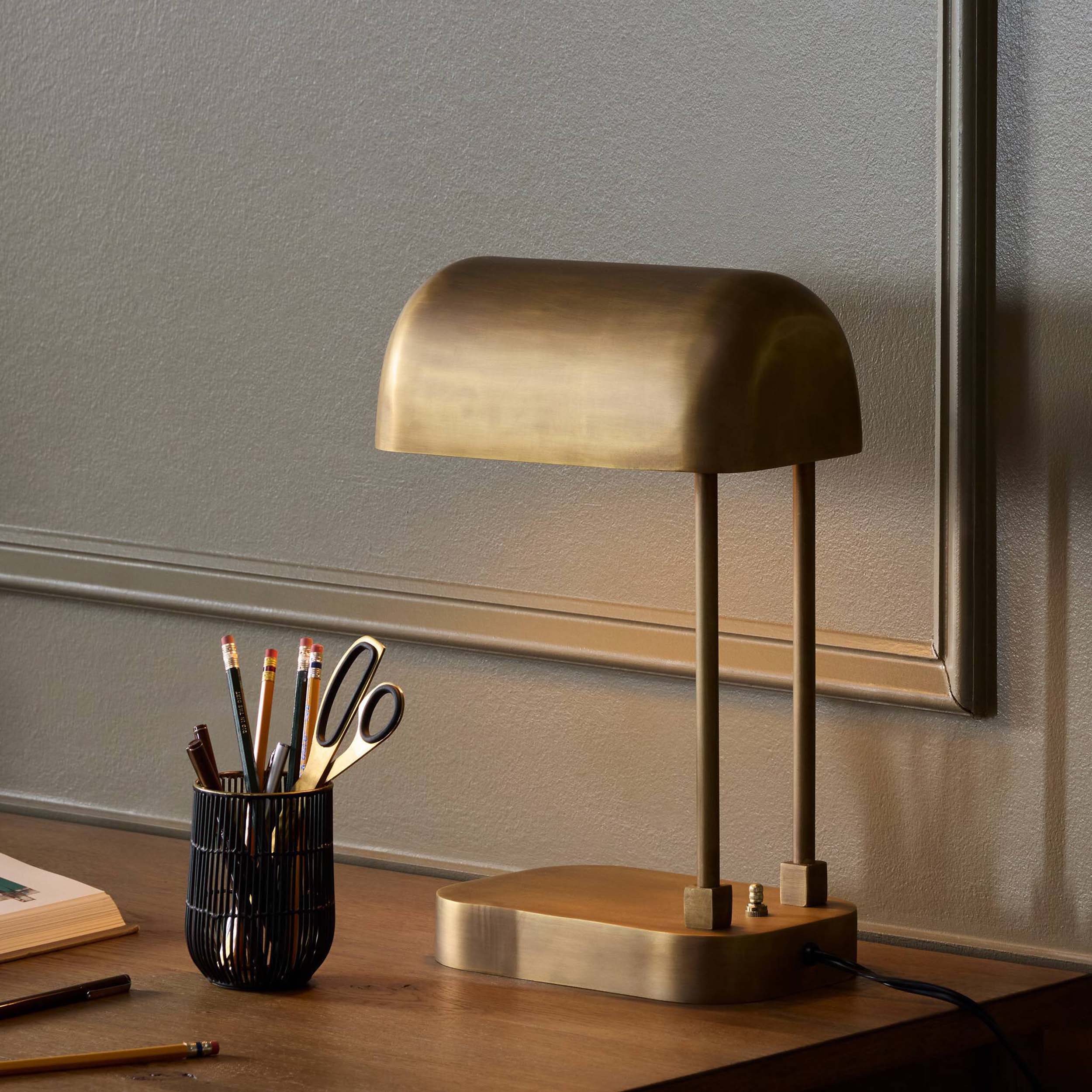 Merlin Table Lamp, Aged Antique Brass