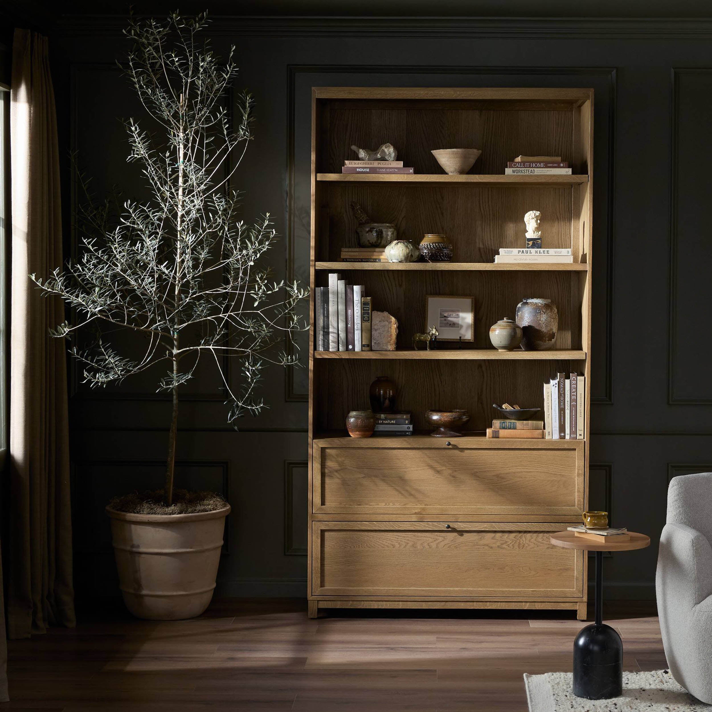 Millie Bookcase, Drifted Oak Solid