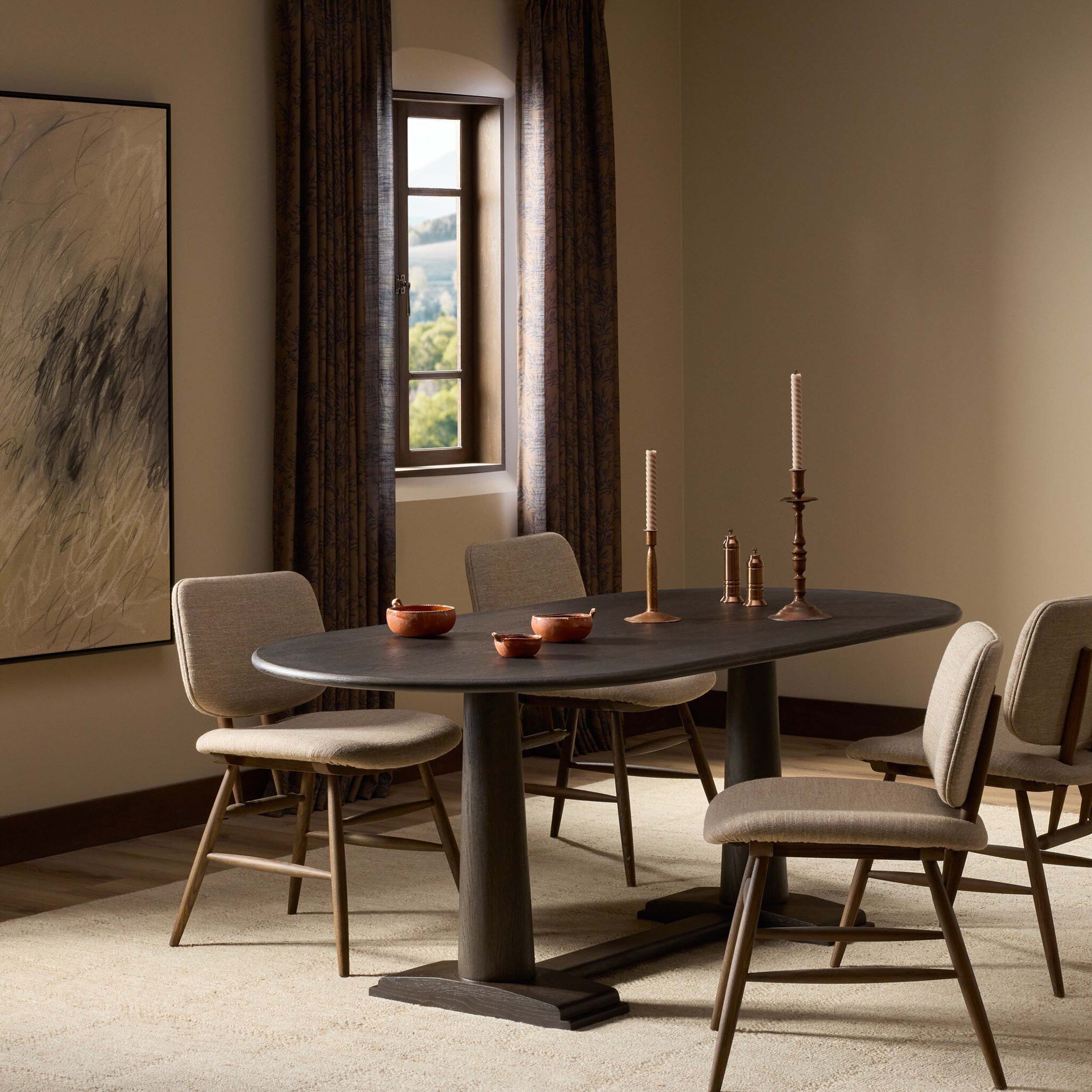 Chamberlain Dining Table, Espresso Oak Veneer