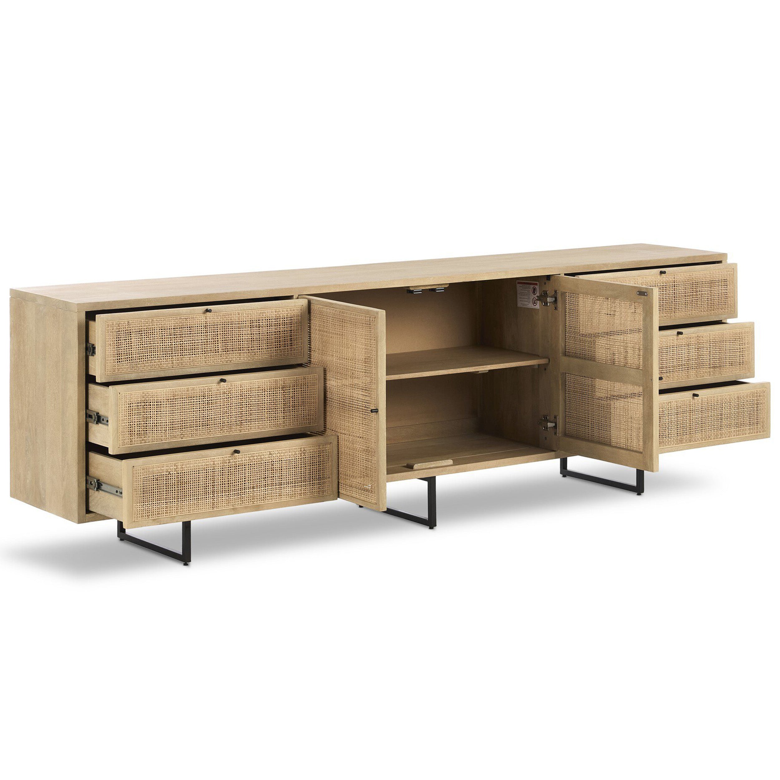 Carmel Sideboard 96", Natural Cane