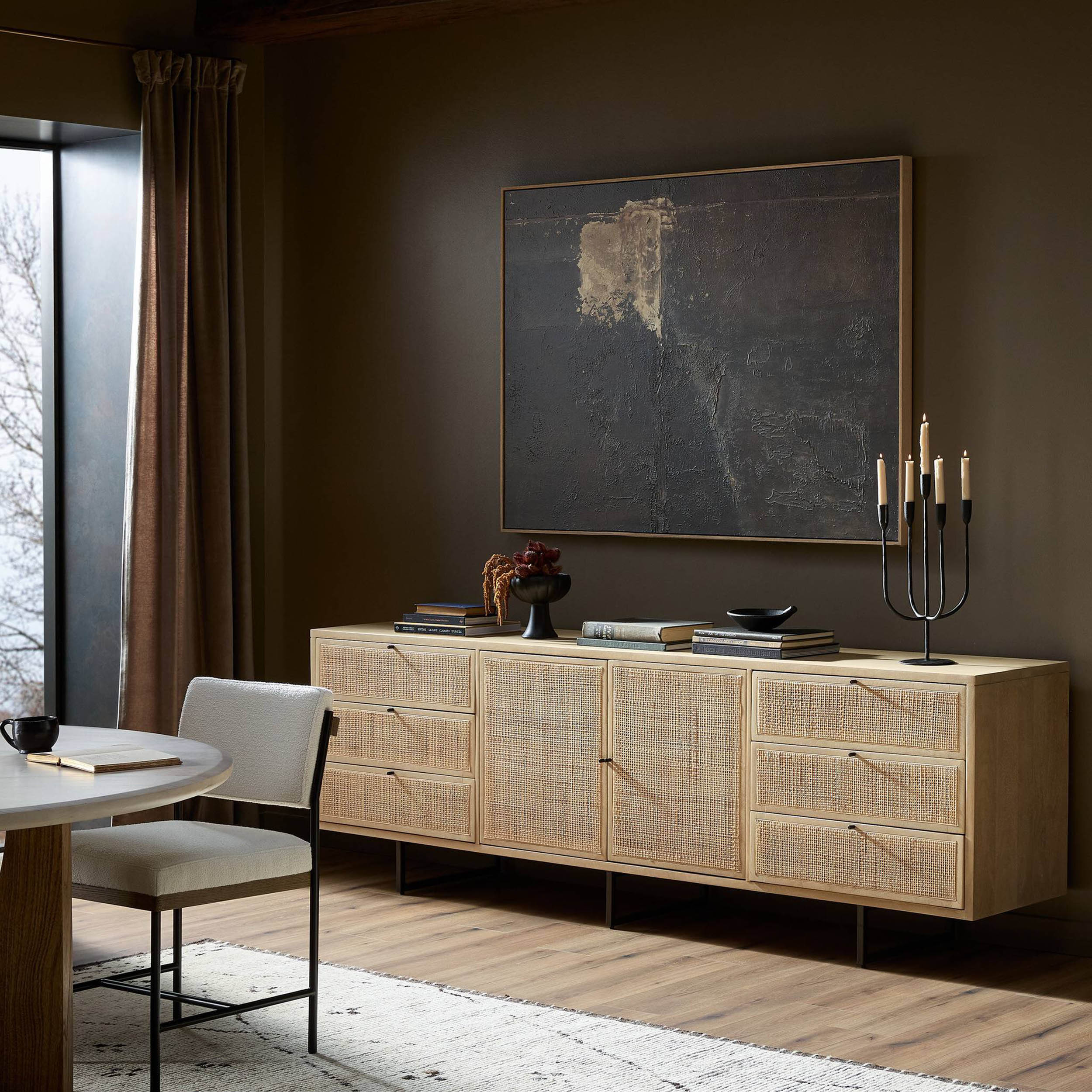 Carmel Sideboard 96", Natural Cane