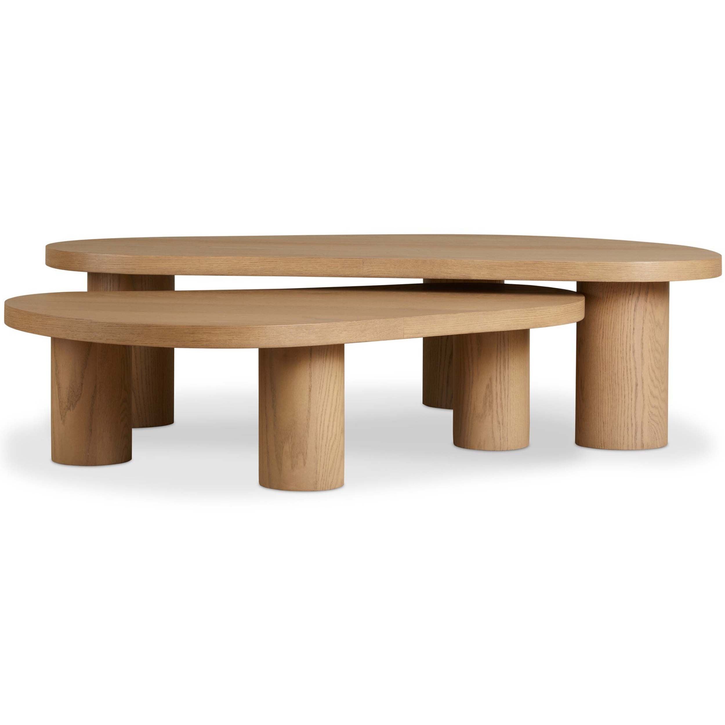 Joji Nesting Coffee Tables, Natural Oak Veneer