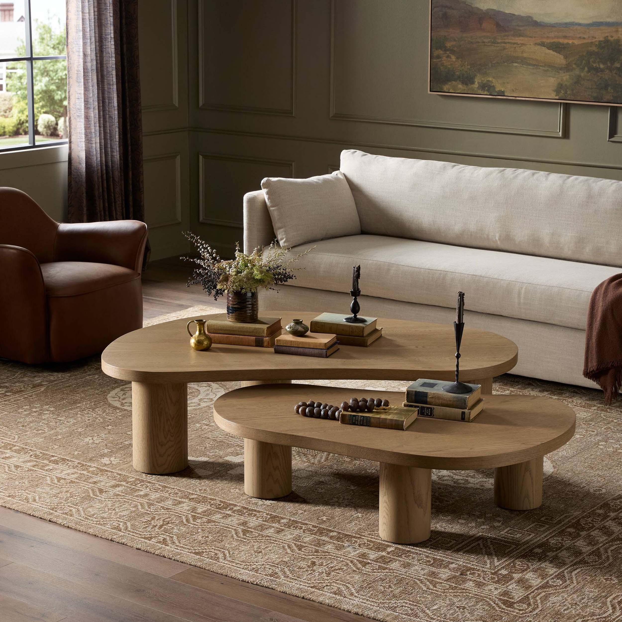 Joji Nesting Coffee Tables, Natural Oak Veneer