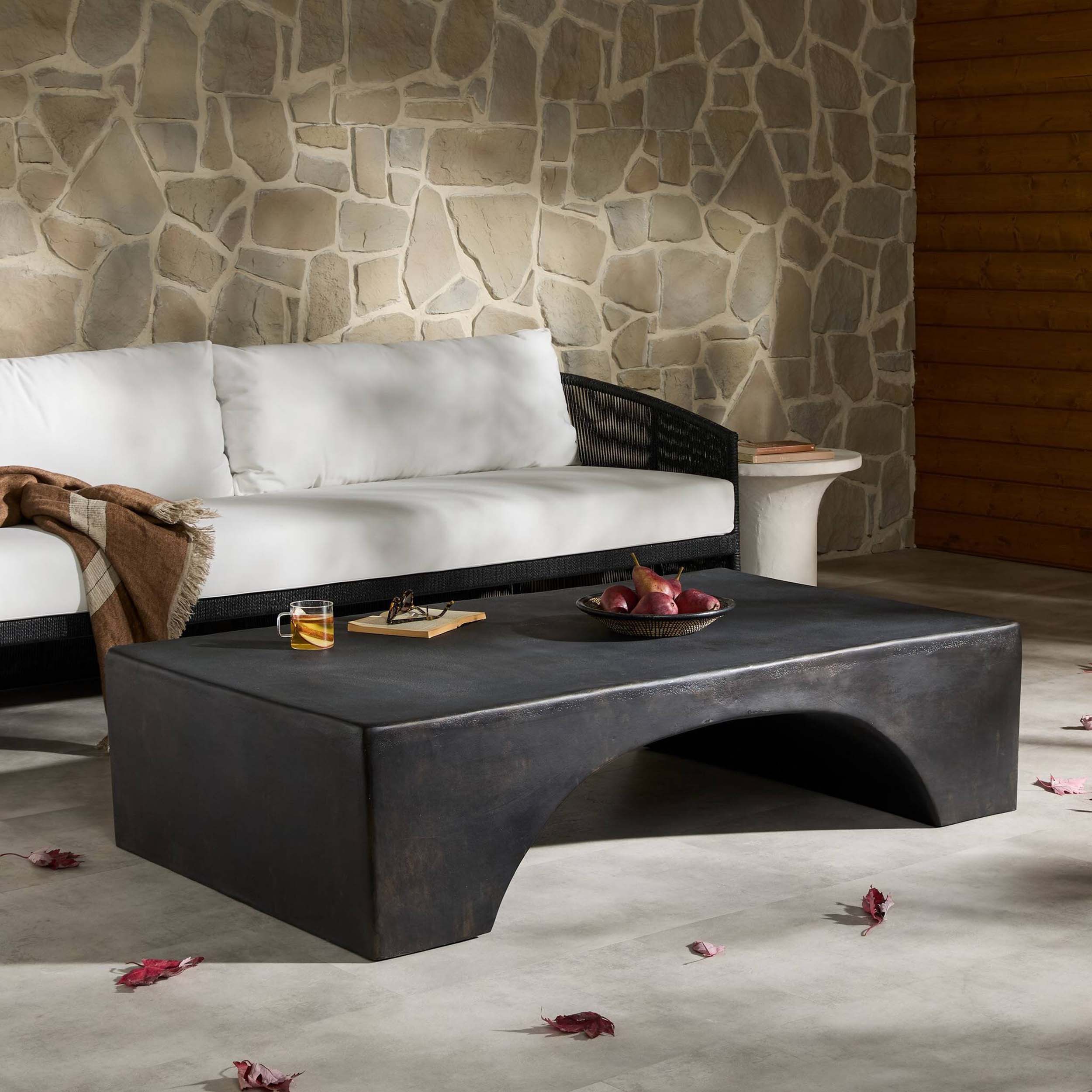 Palumbo Outdoor Coffee Table, Distressed Bronze