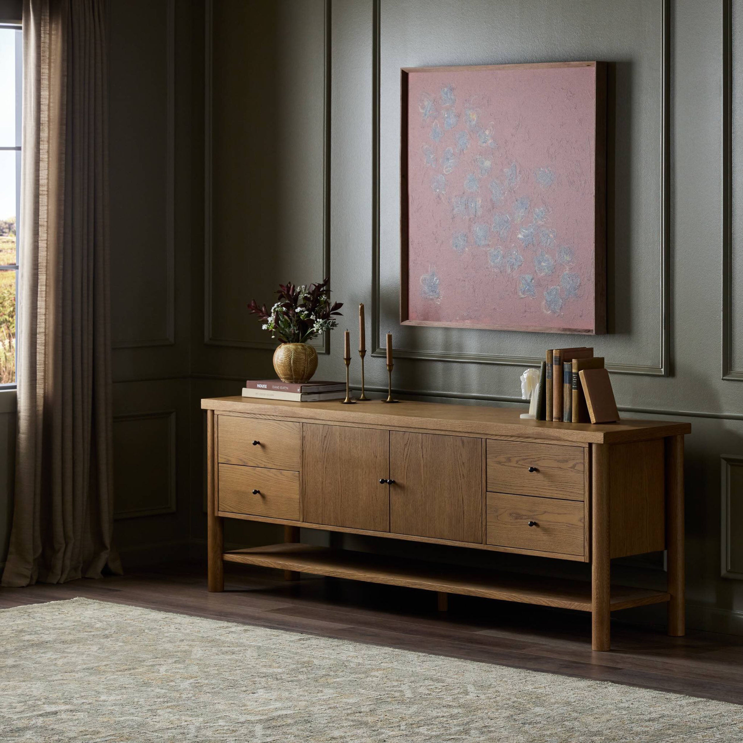 Roark Media Console, Amber Oak Veneer