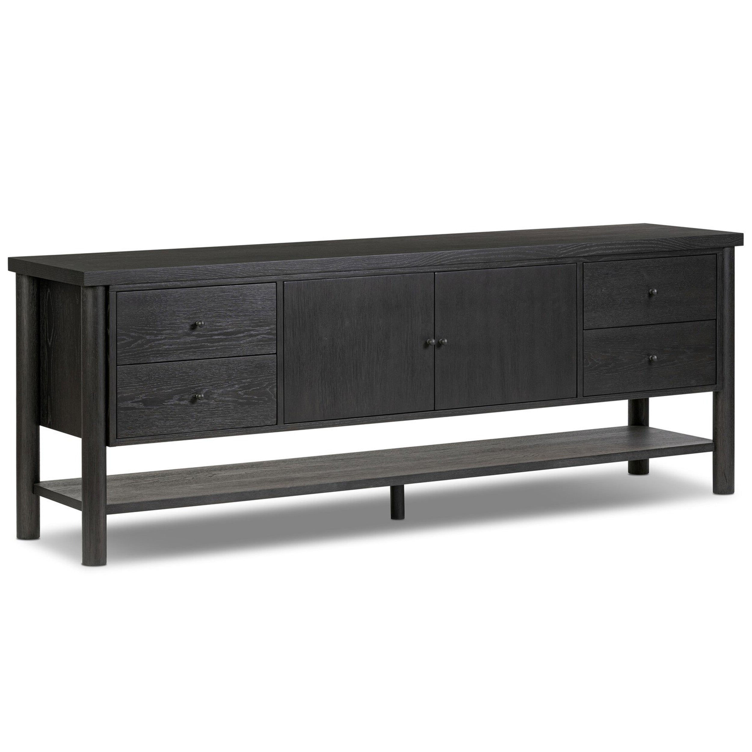 Roark Media Console, Ebony Oak Veneer