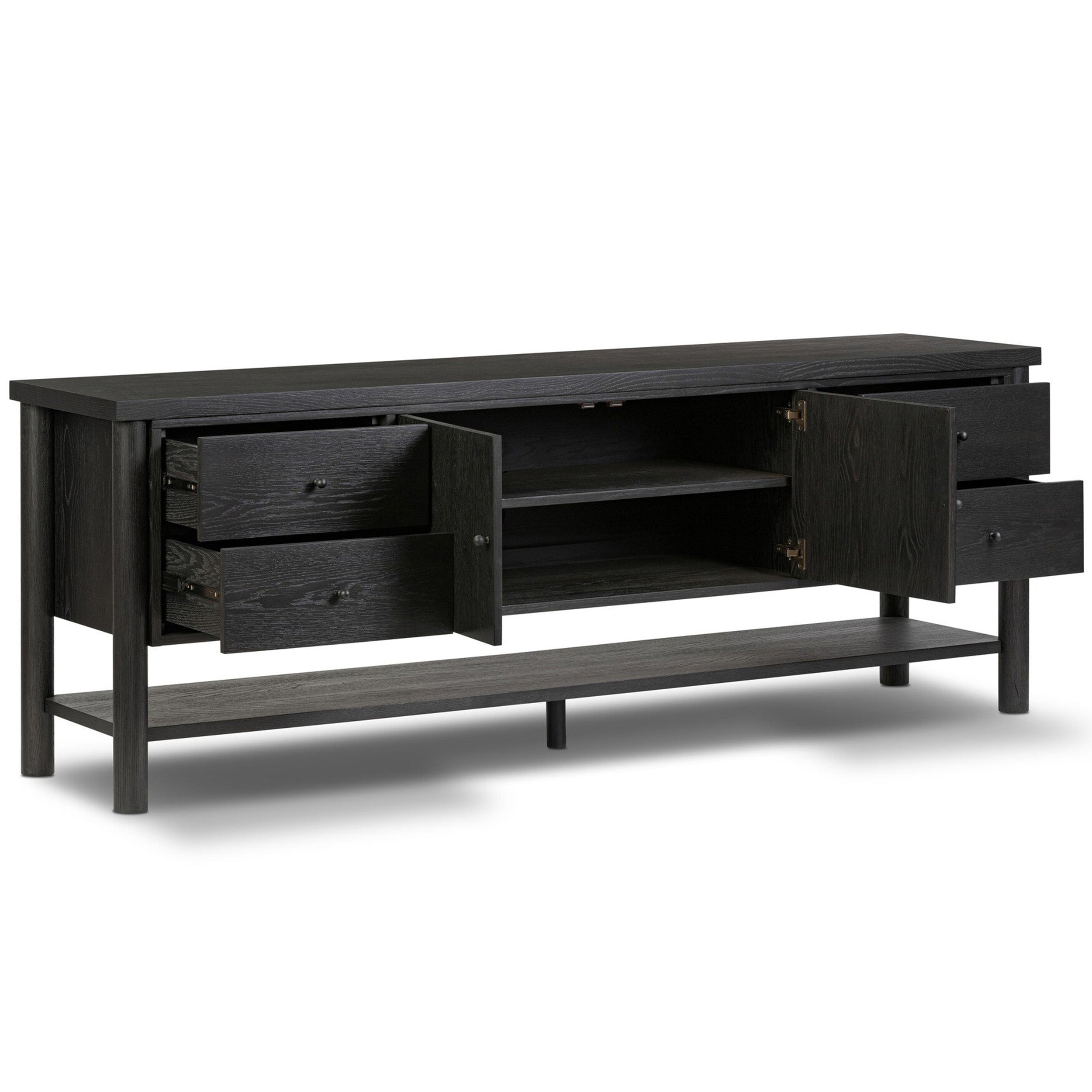 Roark Media Console, Ebony Oak Veneer