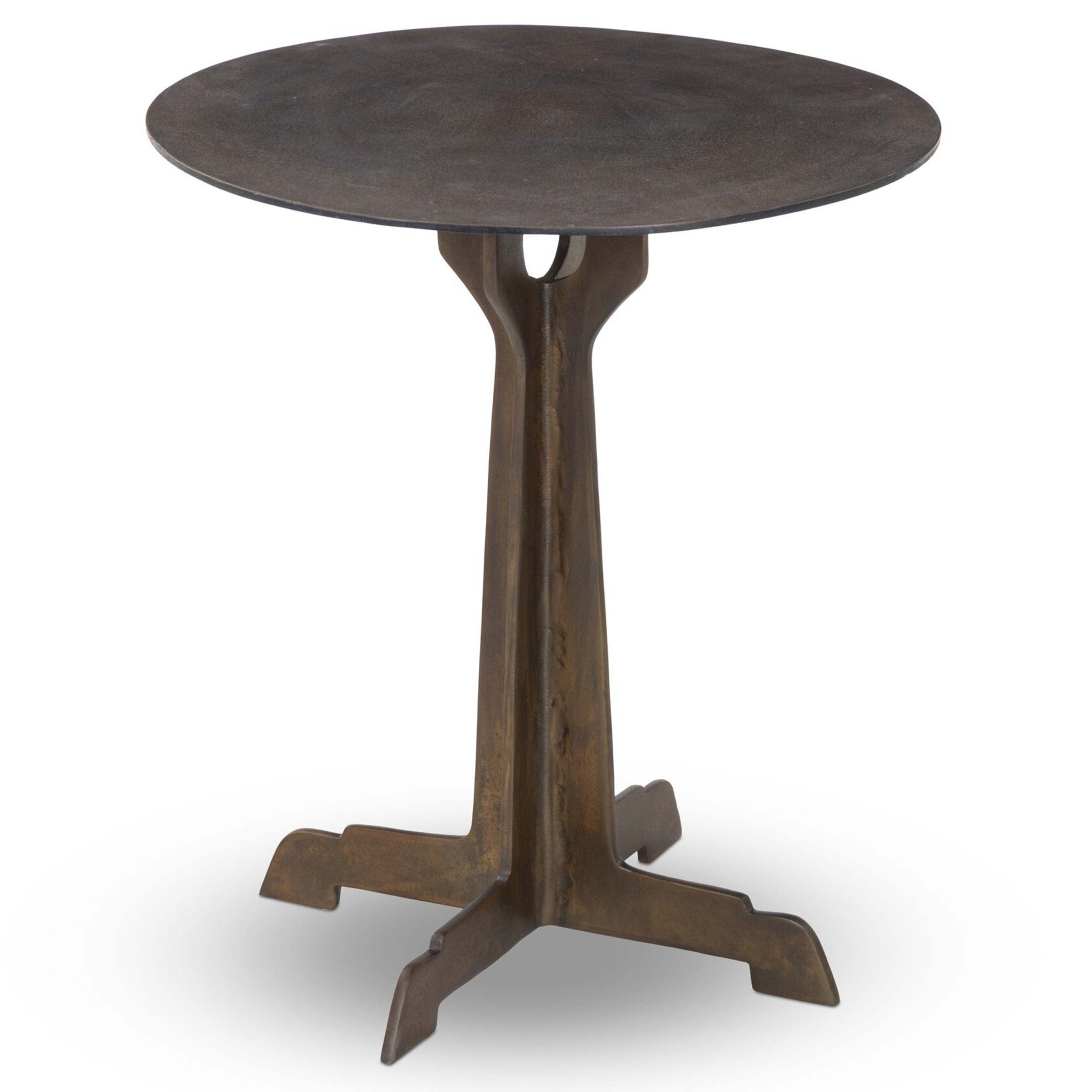 Malloy Outdoor End Table, Antiqued Brass Aluminum
