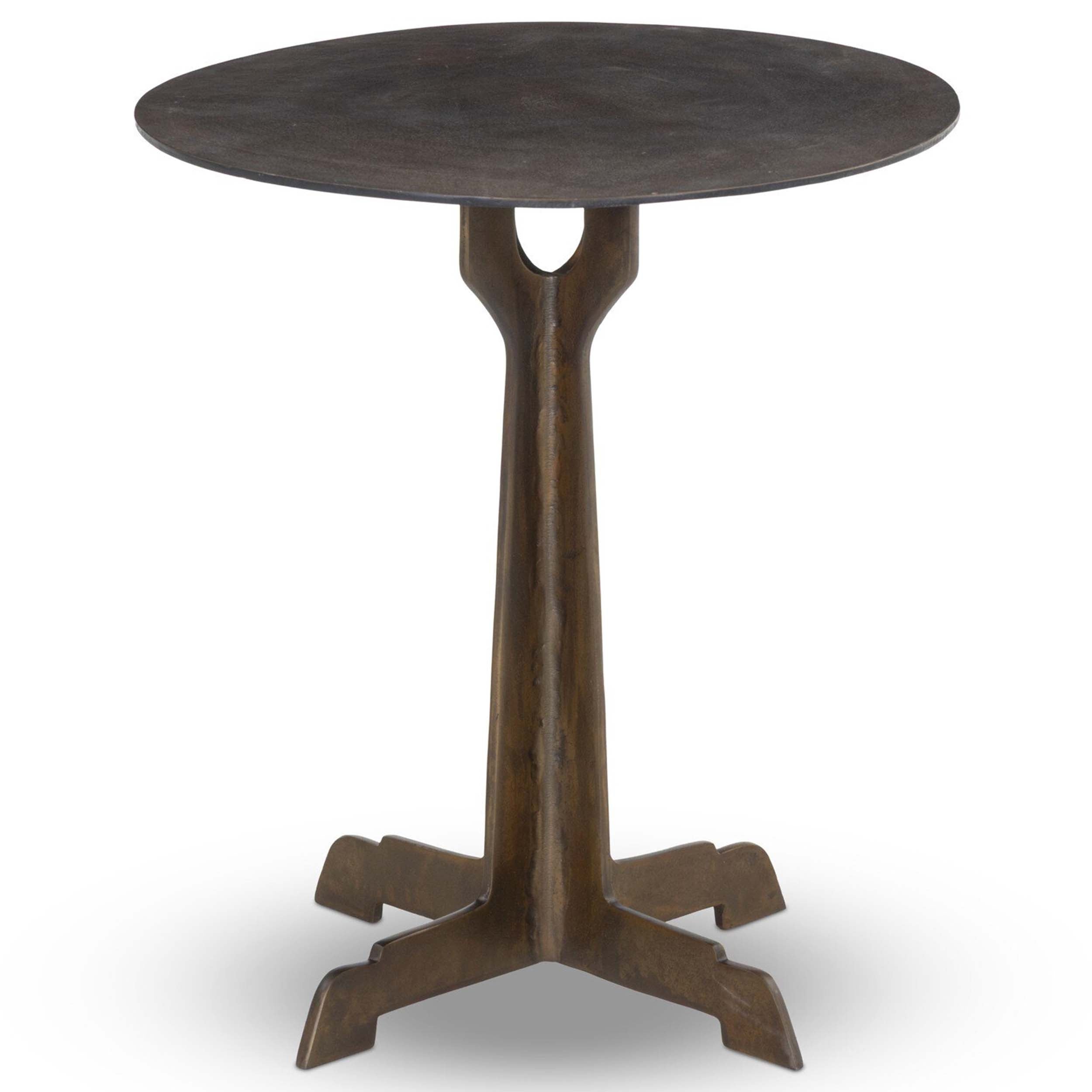 Malloy Outdoor End Table, Antiqued Brass Aluminum