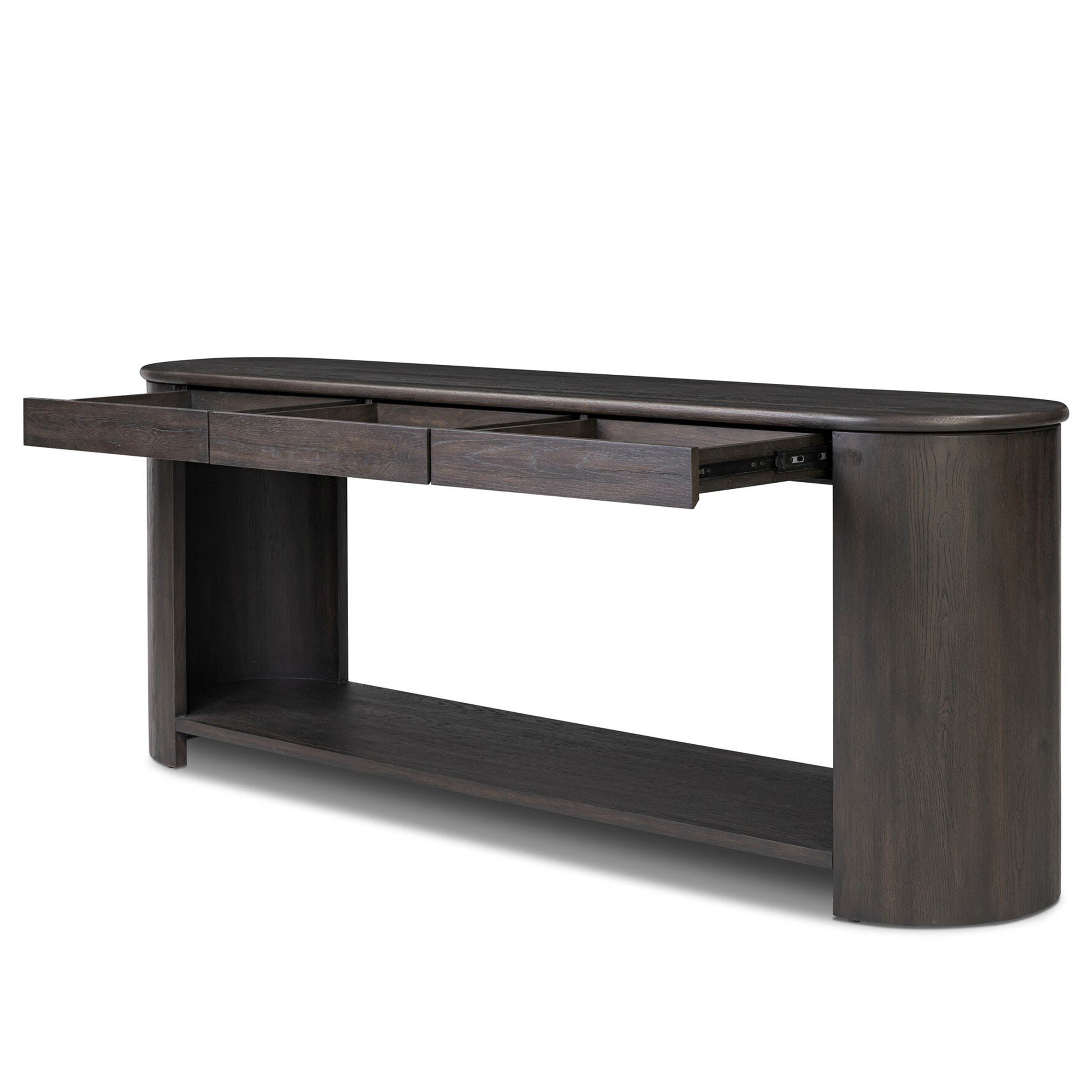 Farrow Console Table, Smoked Black Veneer