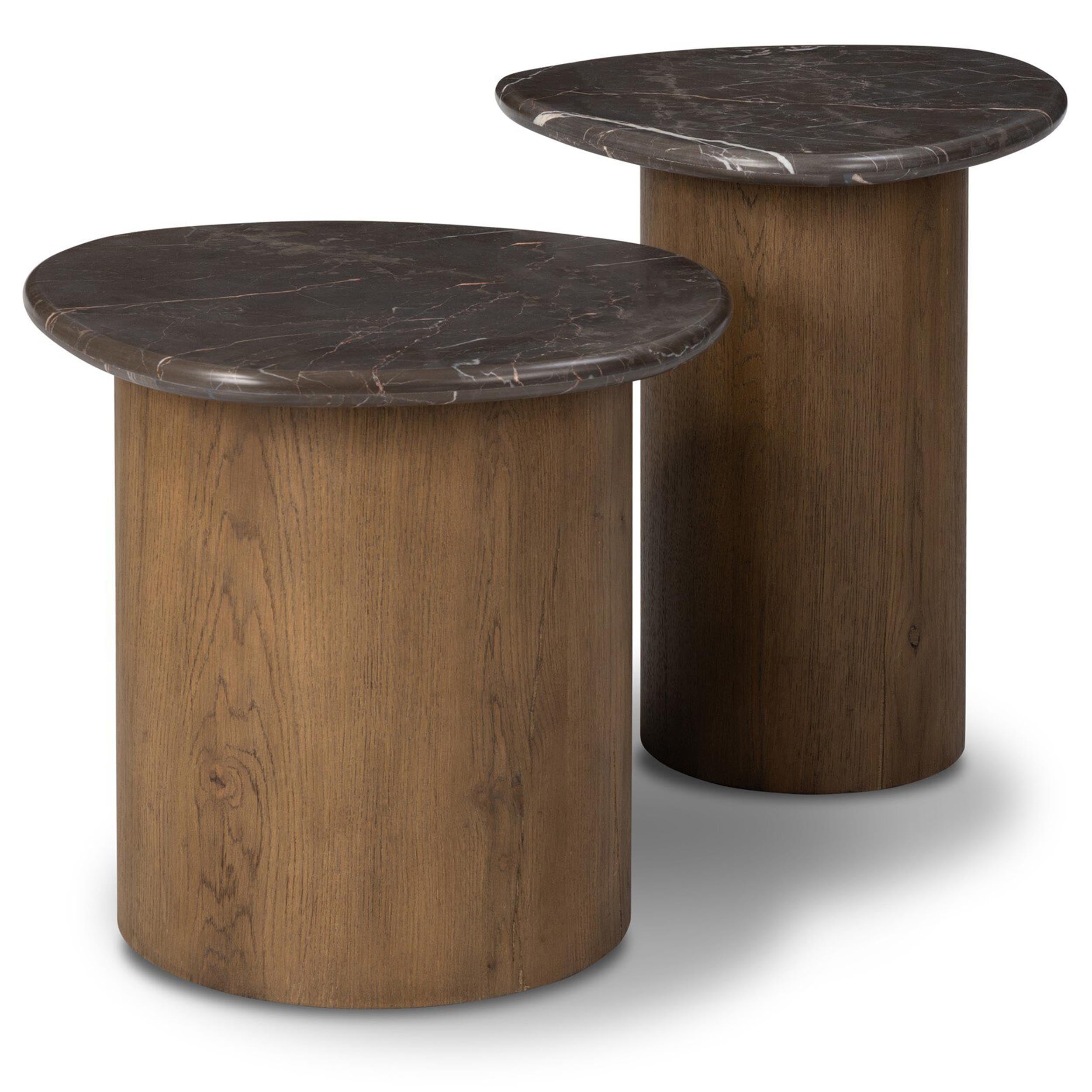 Kovo Nesting End Tables, Warm Grey Marble