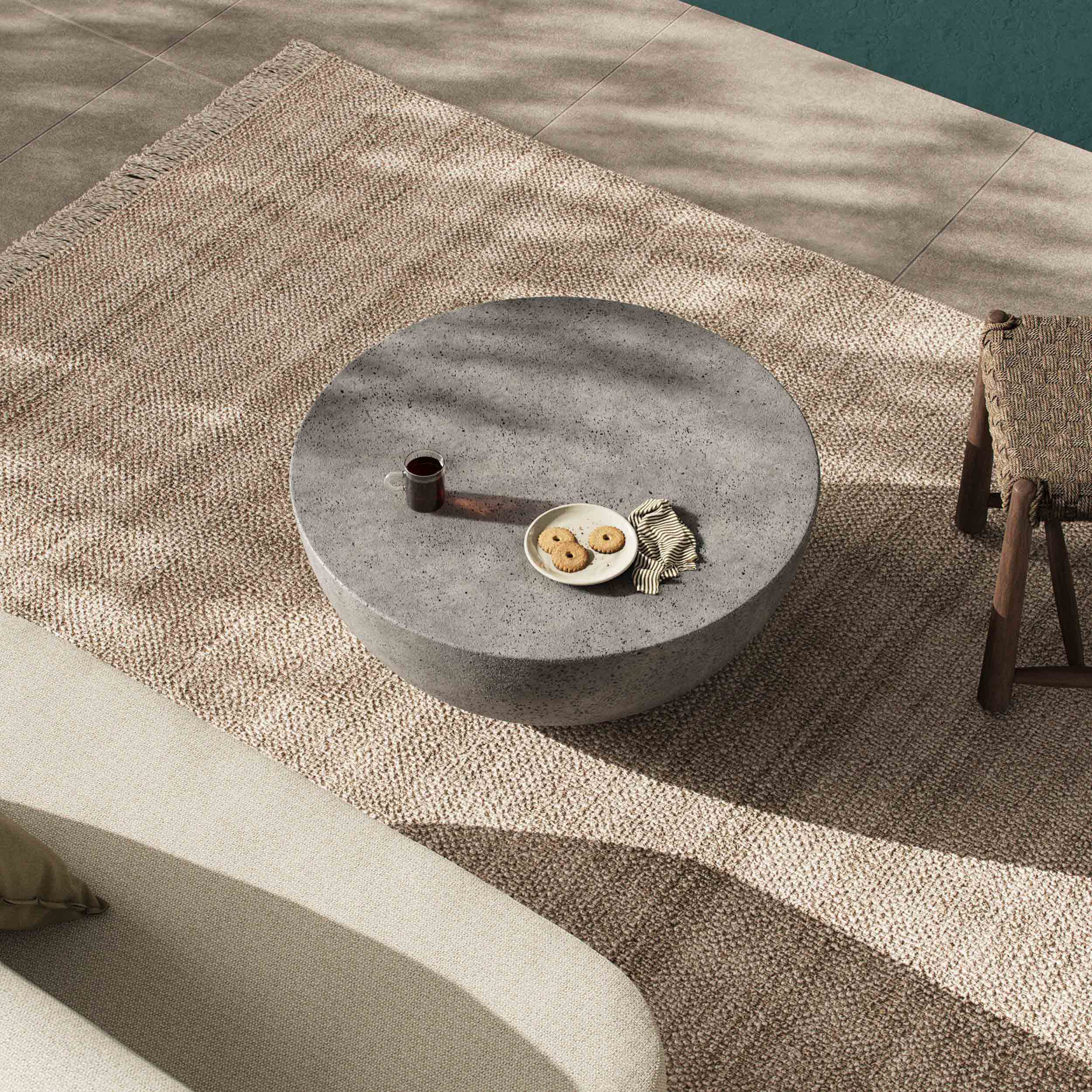Boula Outdoor Coffee Table, Aged Smoke Concrete