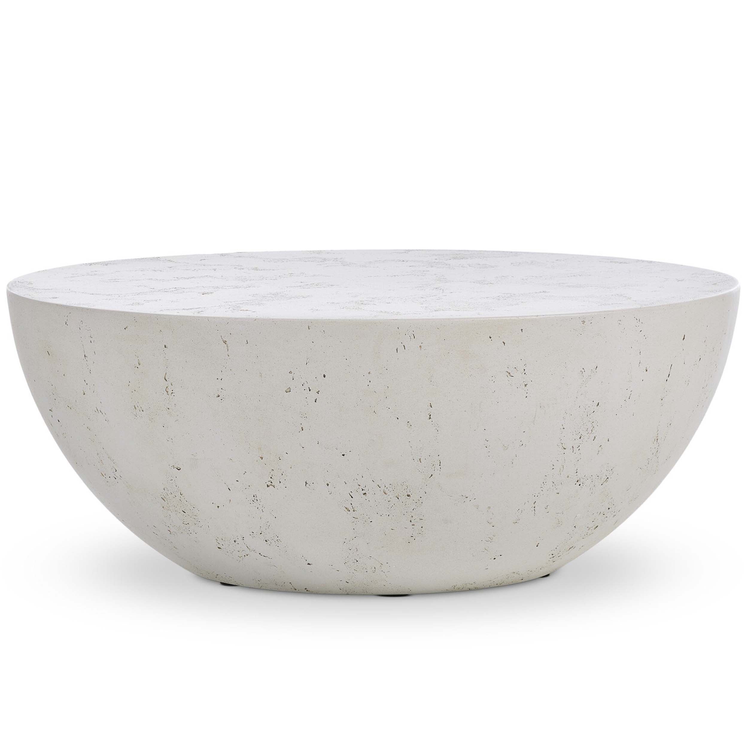 Boula Outdoor Coffee Table, Aged White Concrete