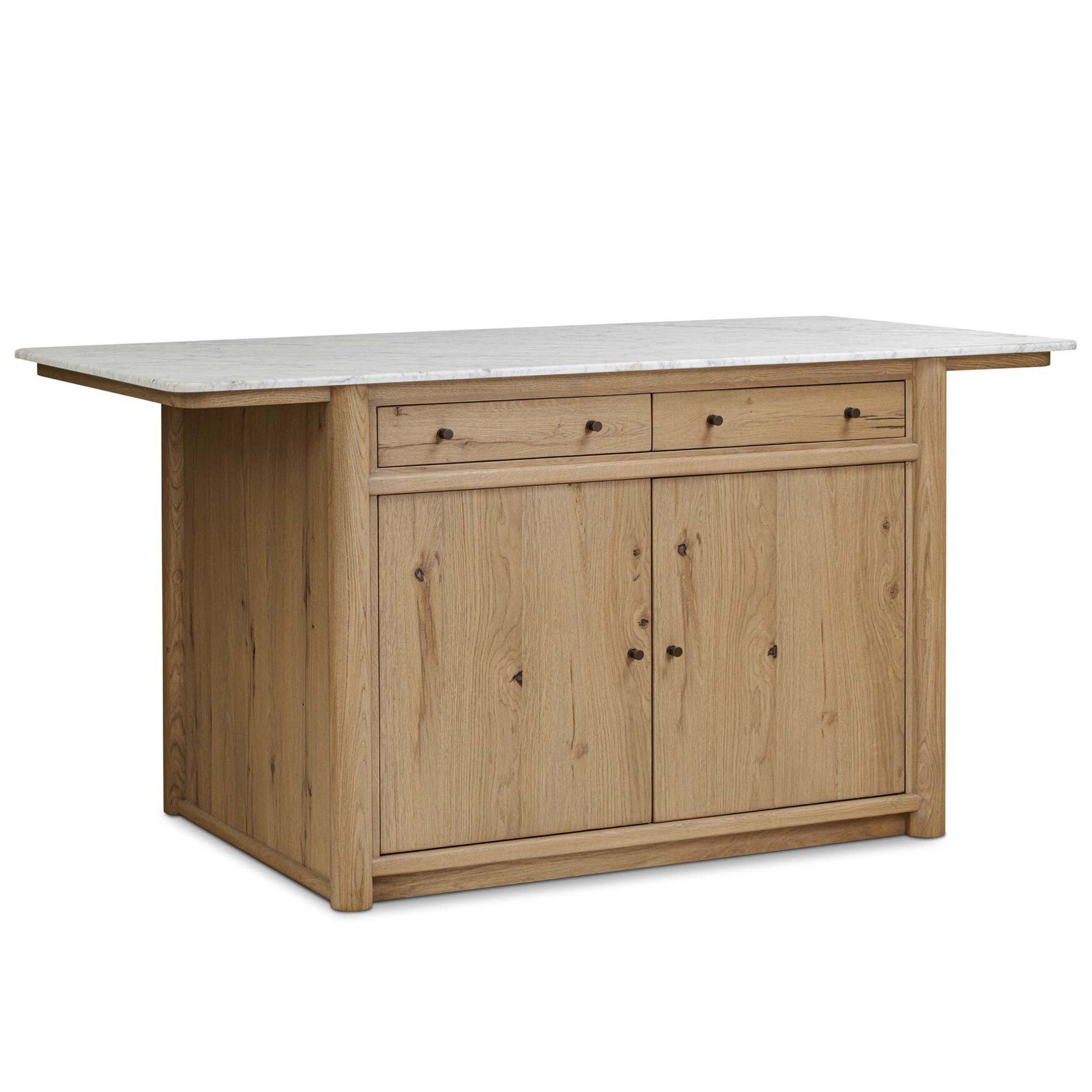 Fatima Kitchen Island, White Carrara Marble