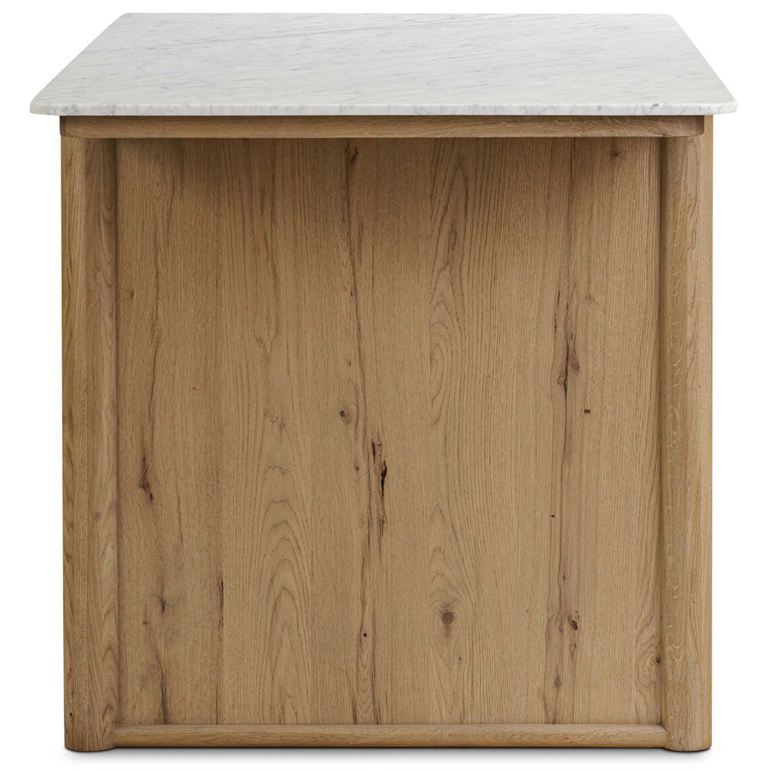 Fatima Kitchen Island, White Carrara Marble