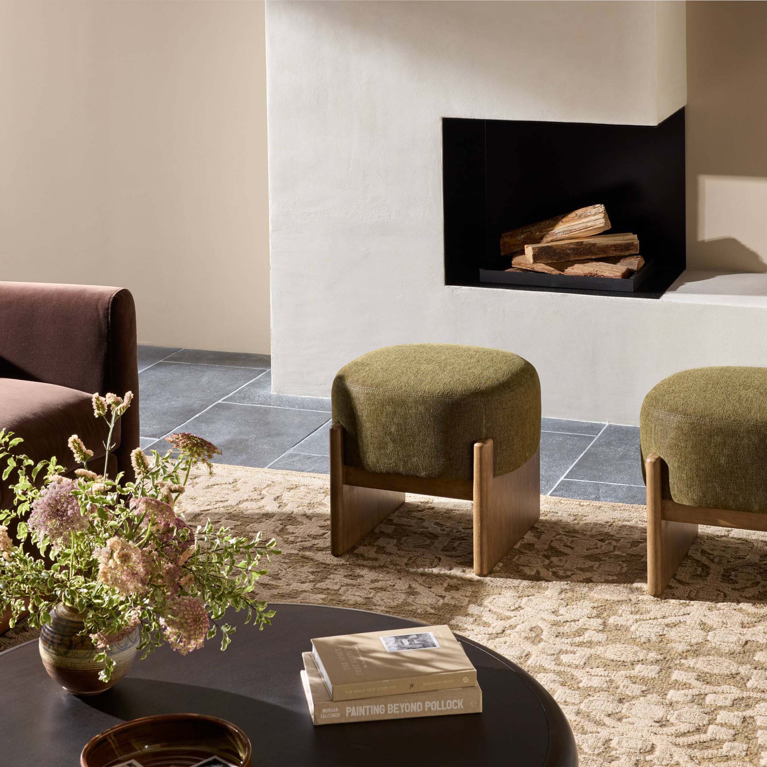 Kirby Accent Stool, Sutton Olive