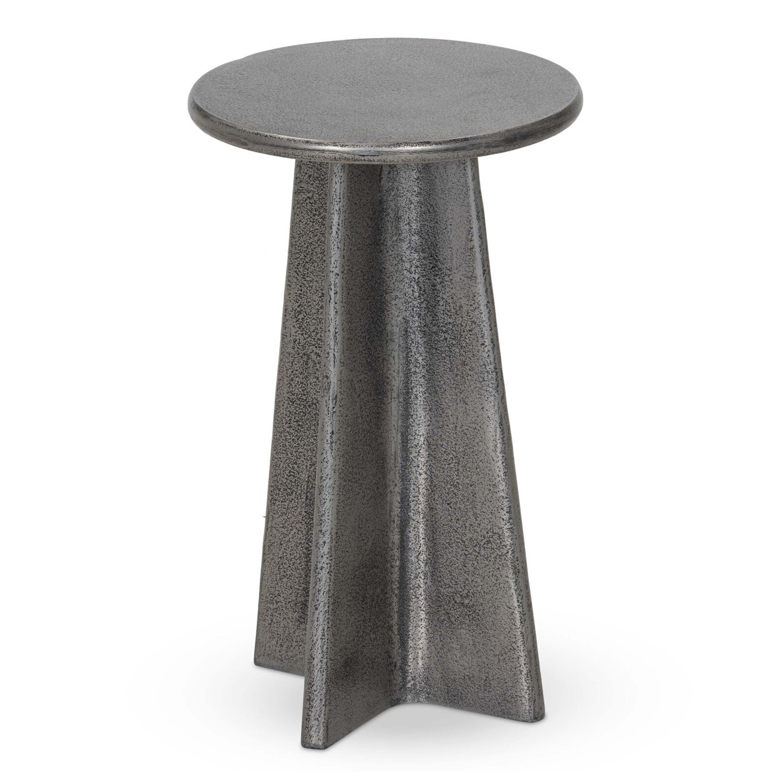 Remo End Table, Raw Antique Nickel