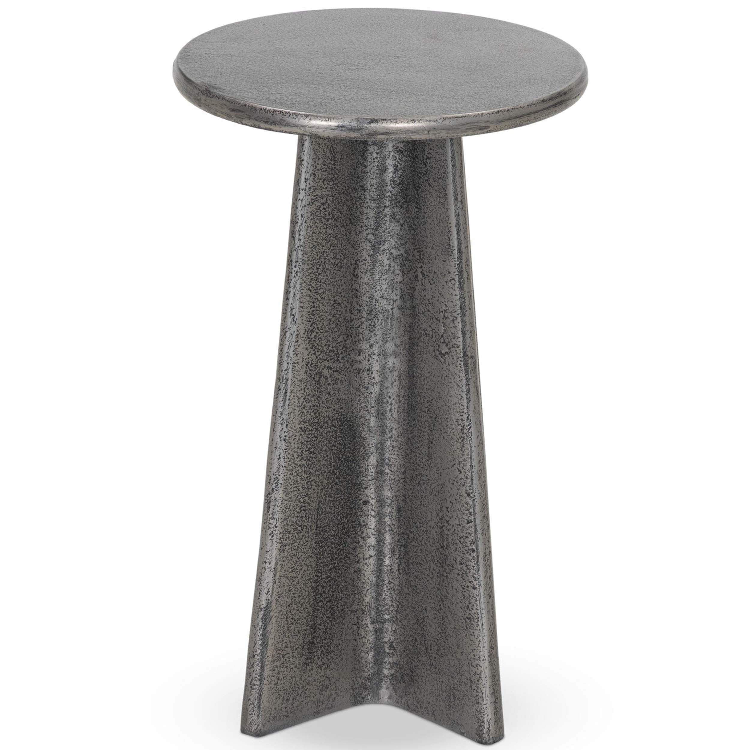 Remo End Table, Raw Antique Nickel