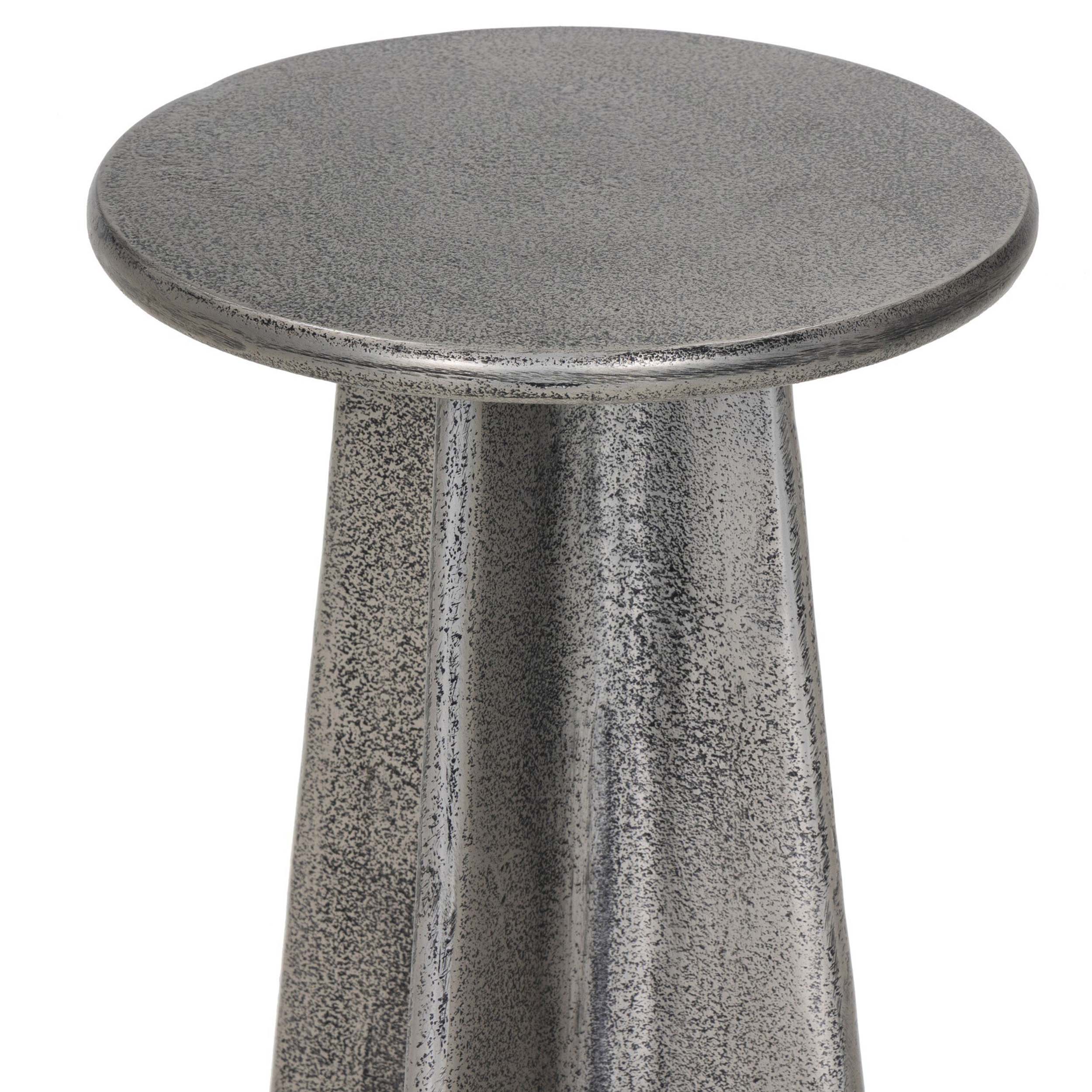 Remo End Table, Raw Antique Nickel