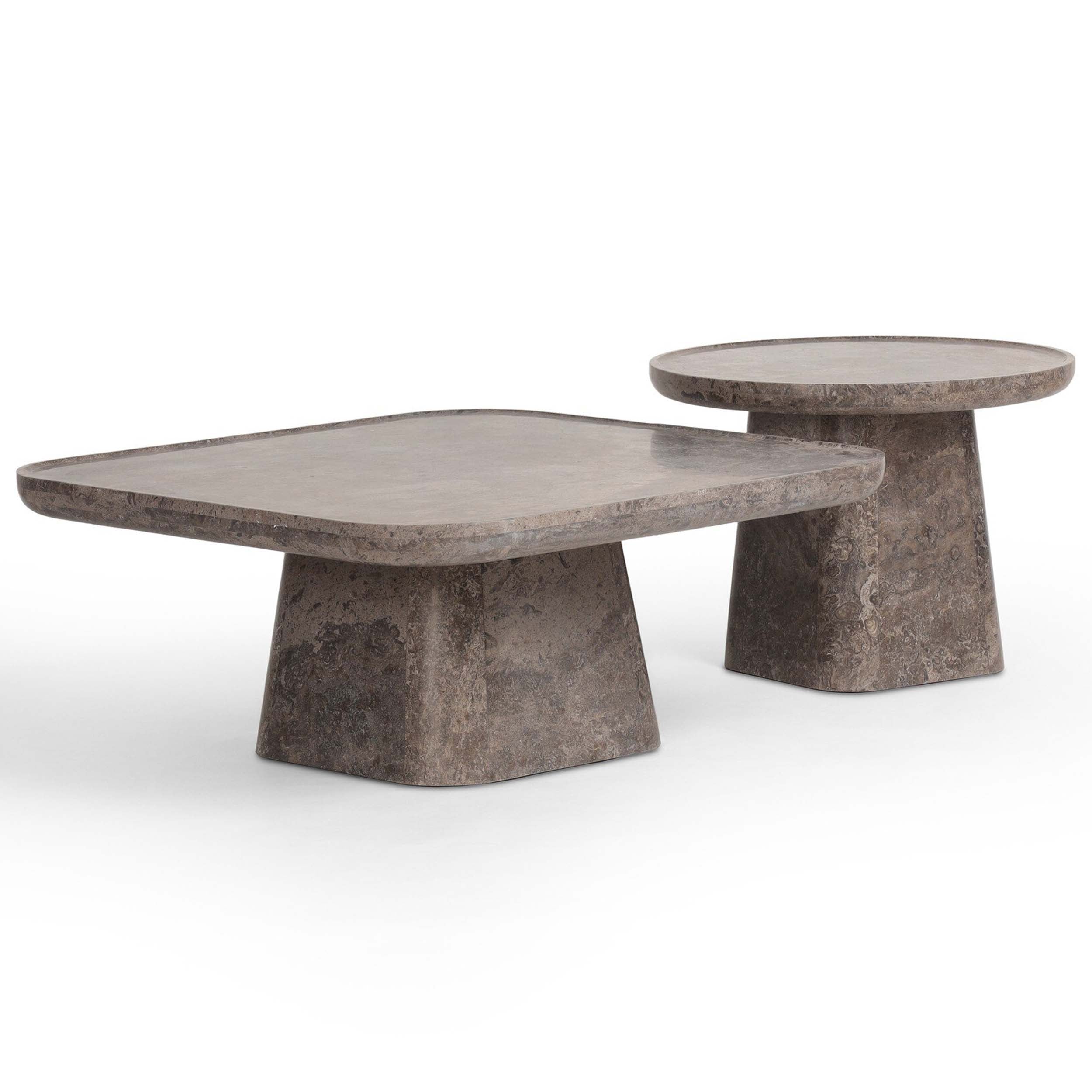 Zane Coffee Table Set, Warm Grey Marble