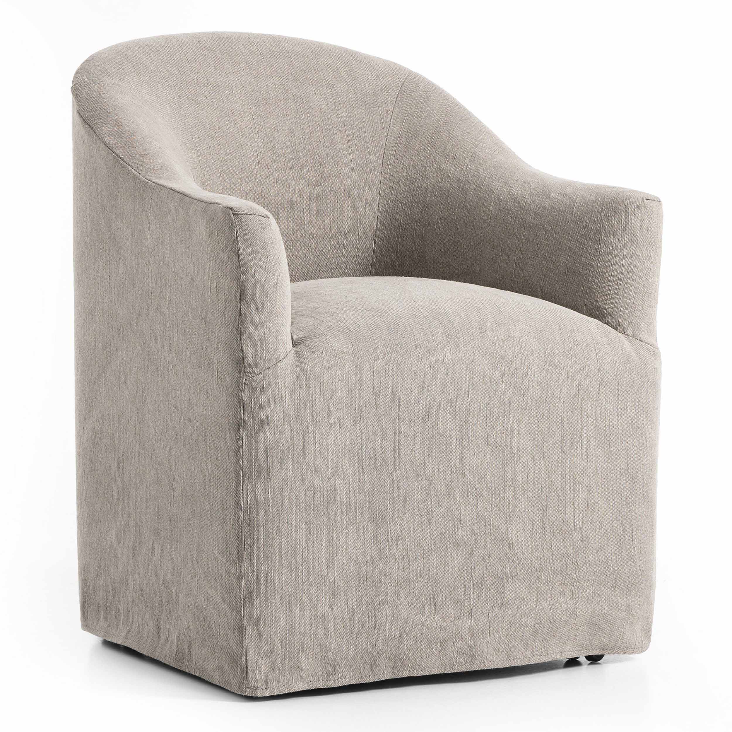 Cove Dining Chair With Casters, Heather Twill Stone