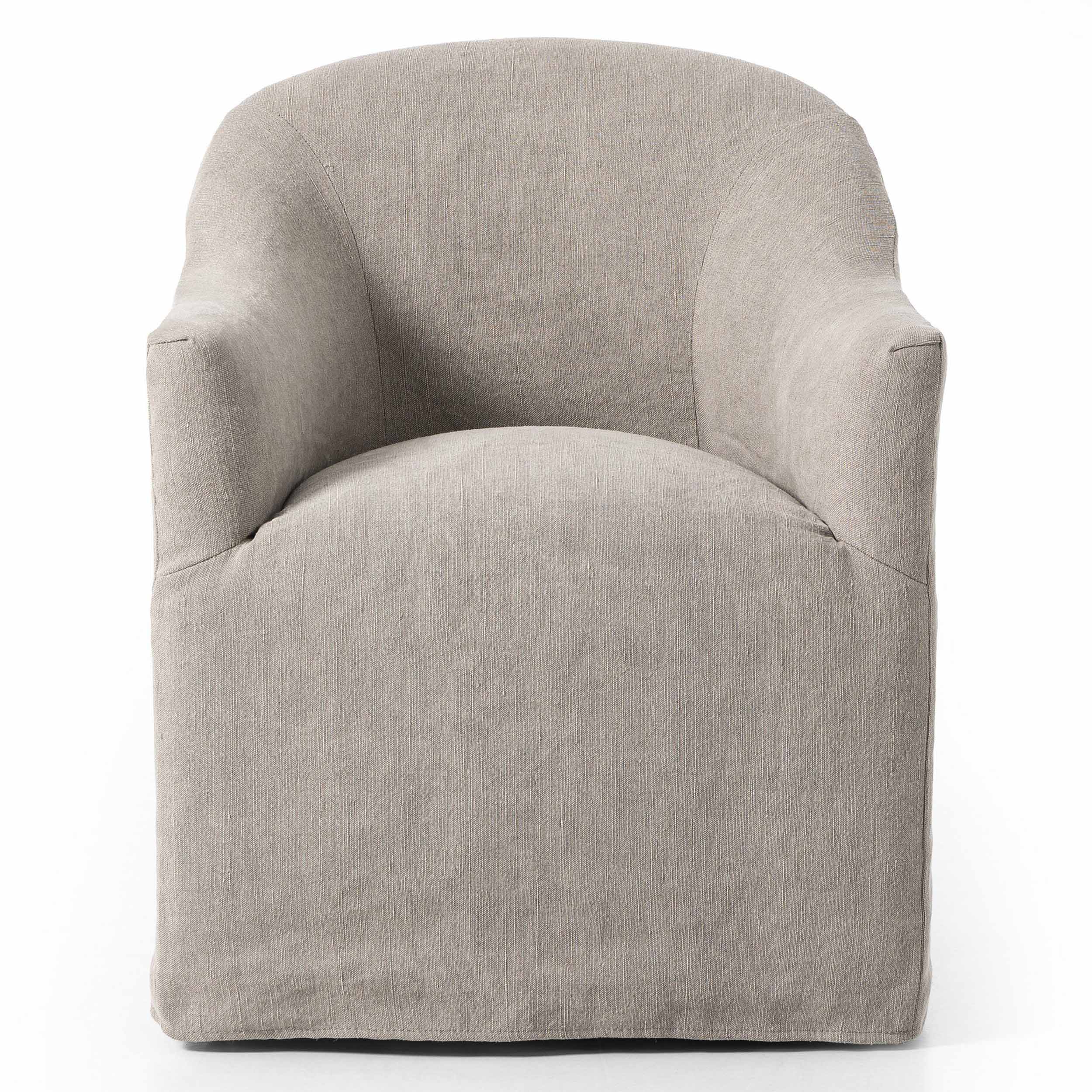 Cove Dining Chair With Casters, Heather Twill Stone