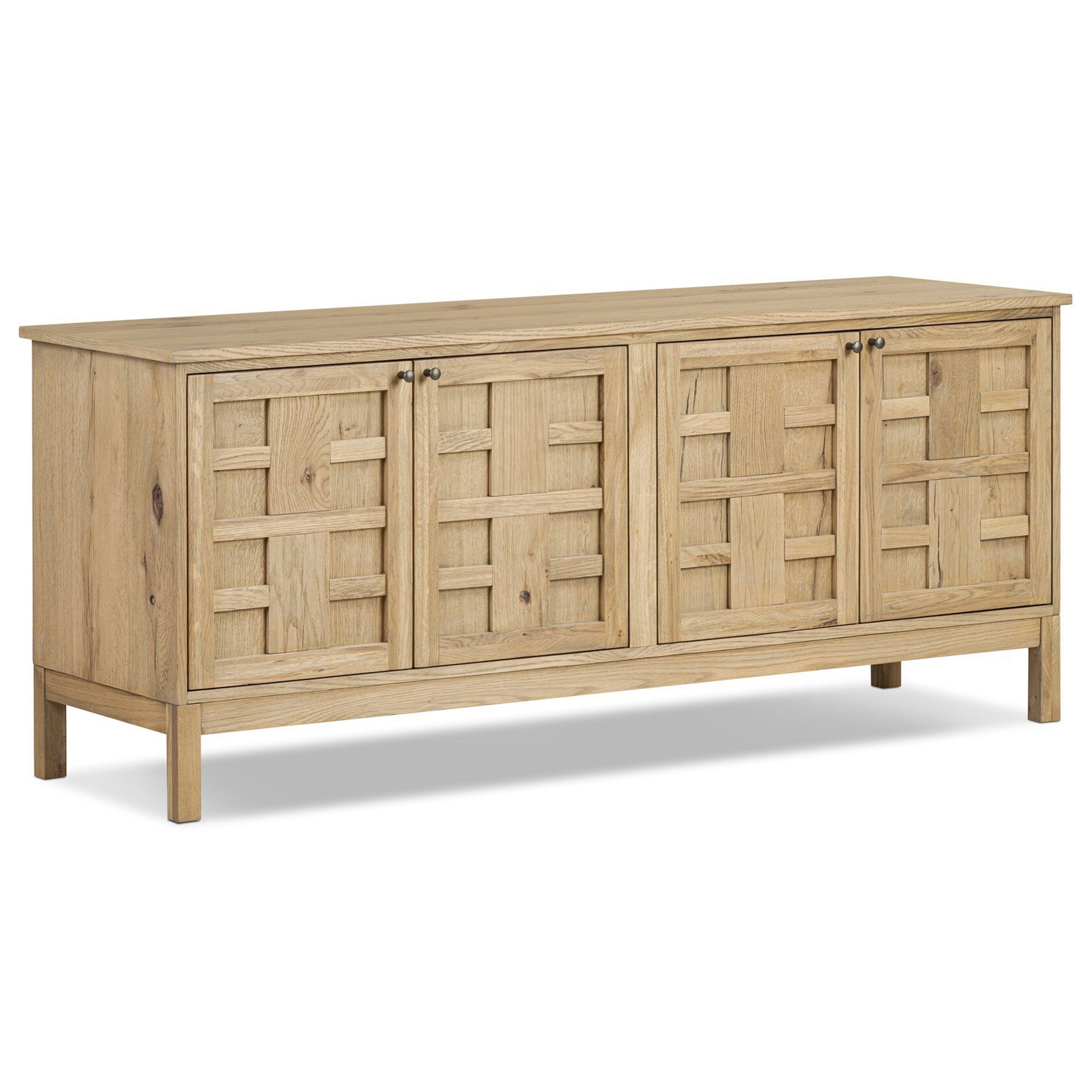 Alessio Media Console, Aged Natural Oak Veneer