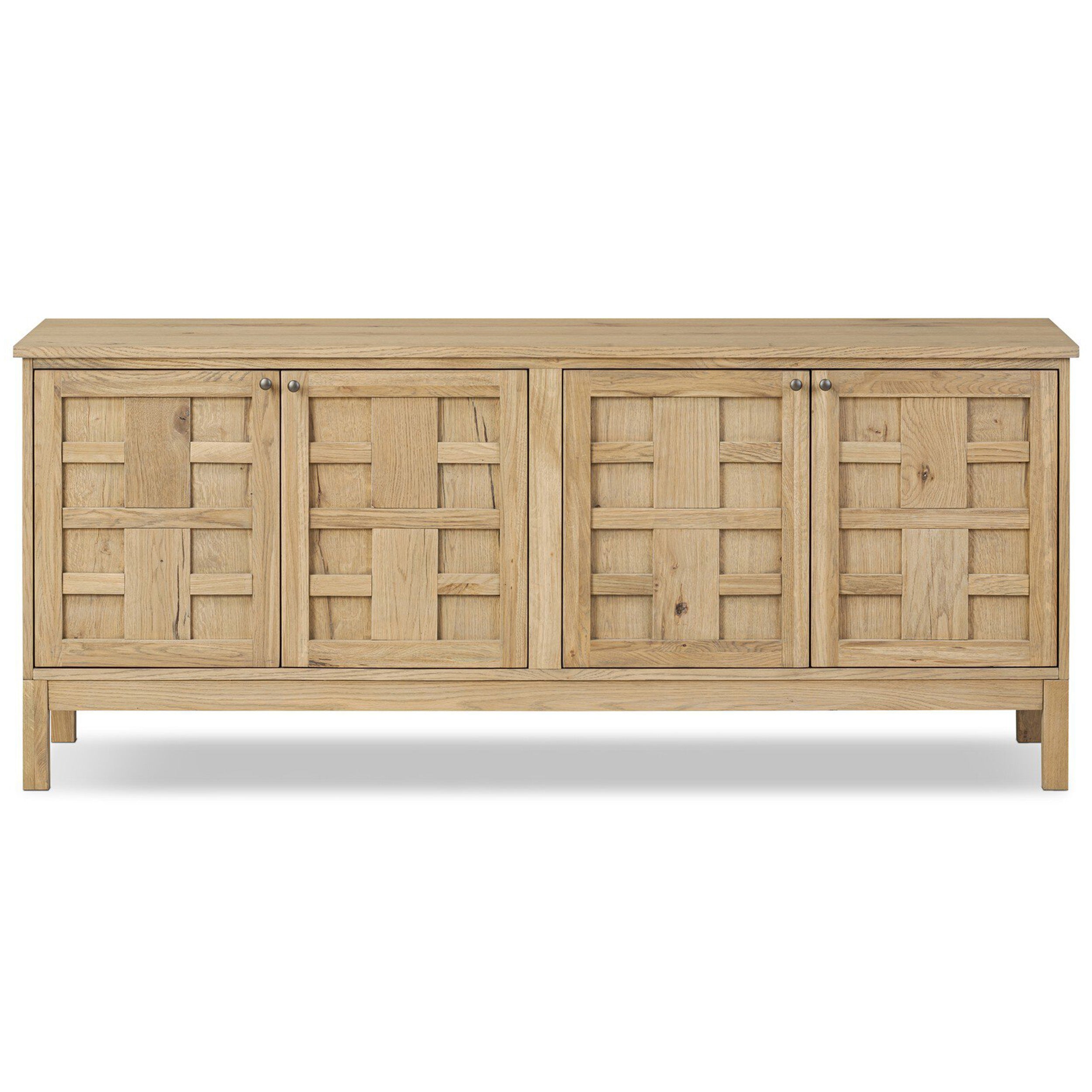 Alessio Media Console, Aged Natural Oak Veneer