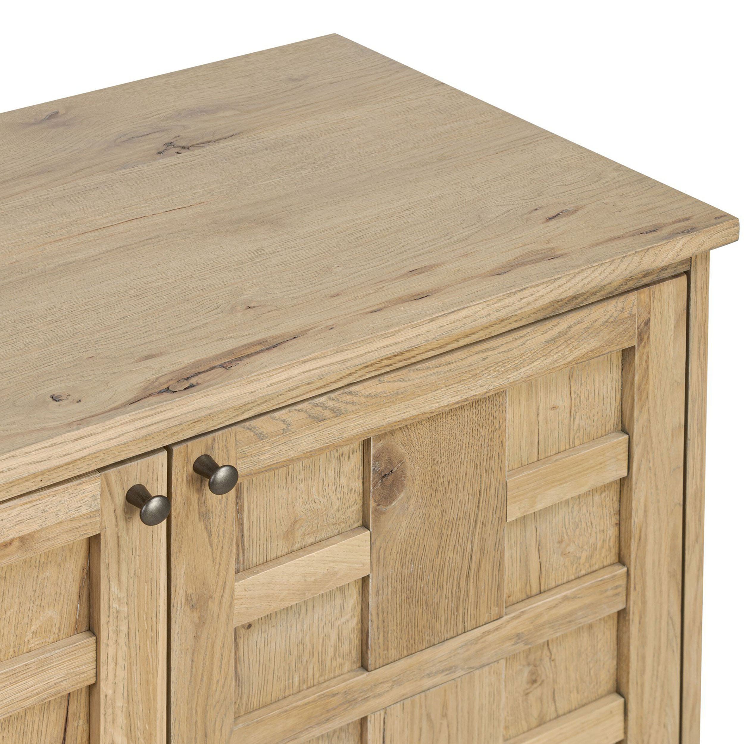 Alessio Media Console, Aged Natural Oak Veneer
