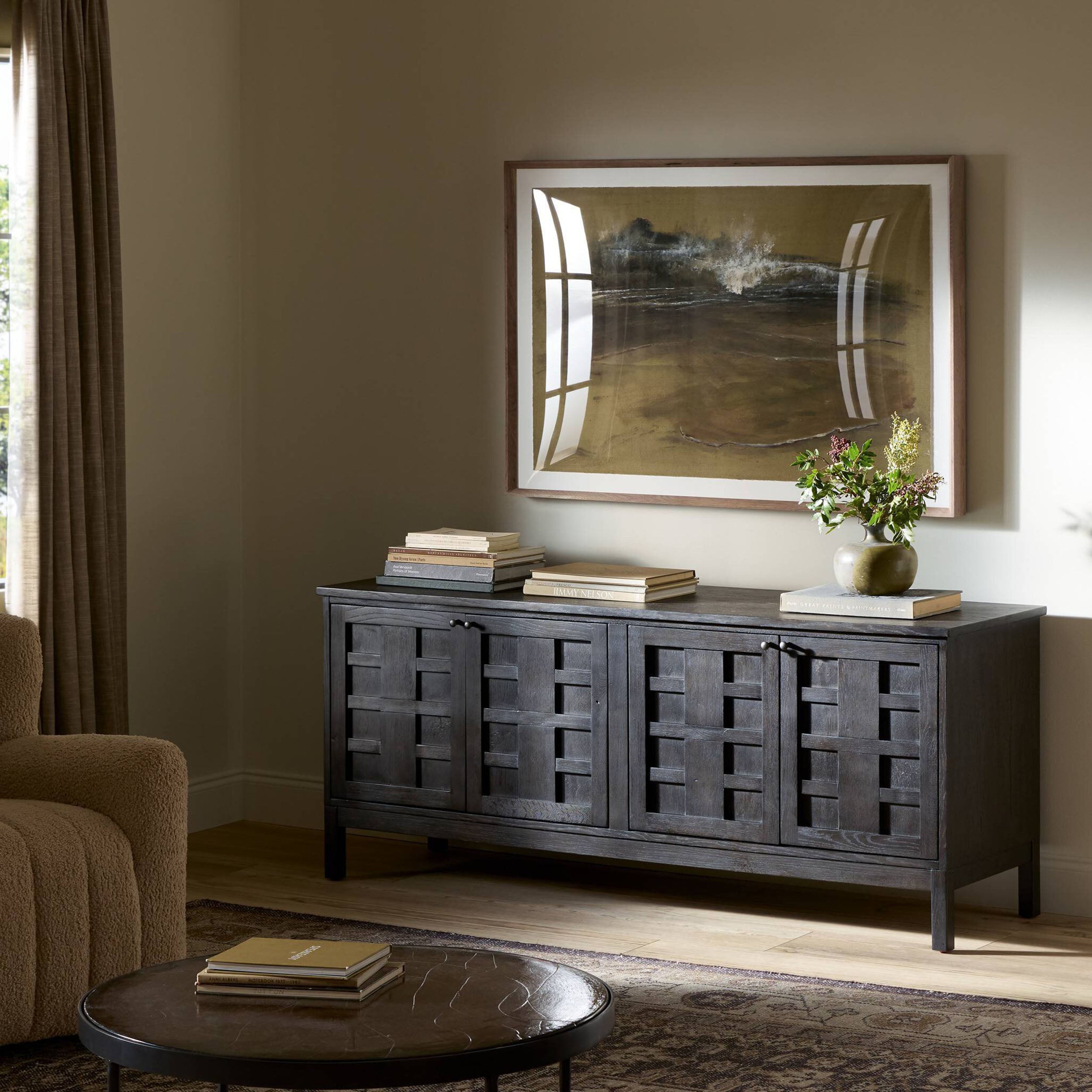 Alessio Media Console, Smoked Black