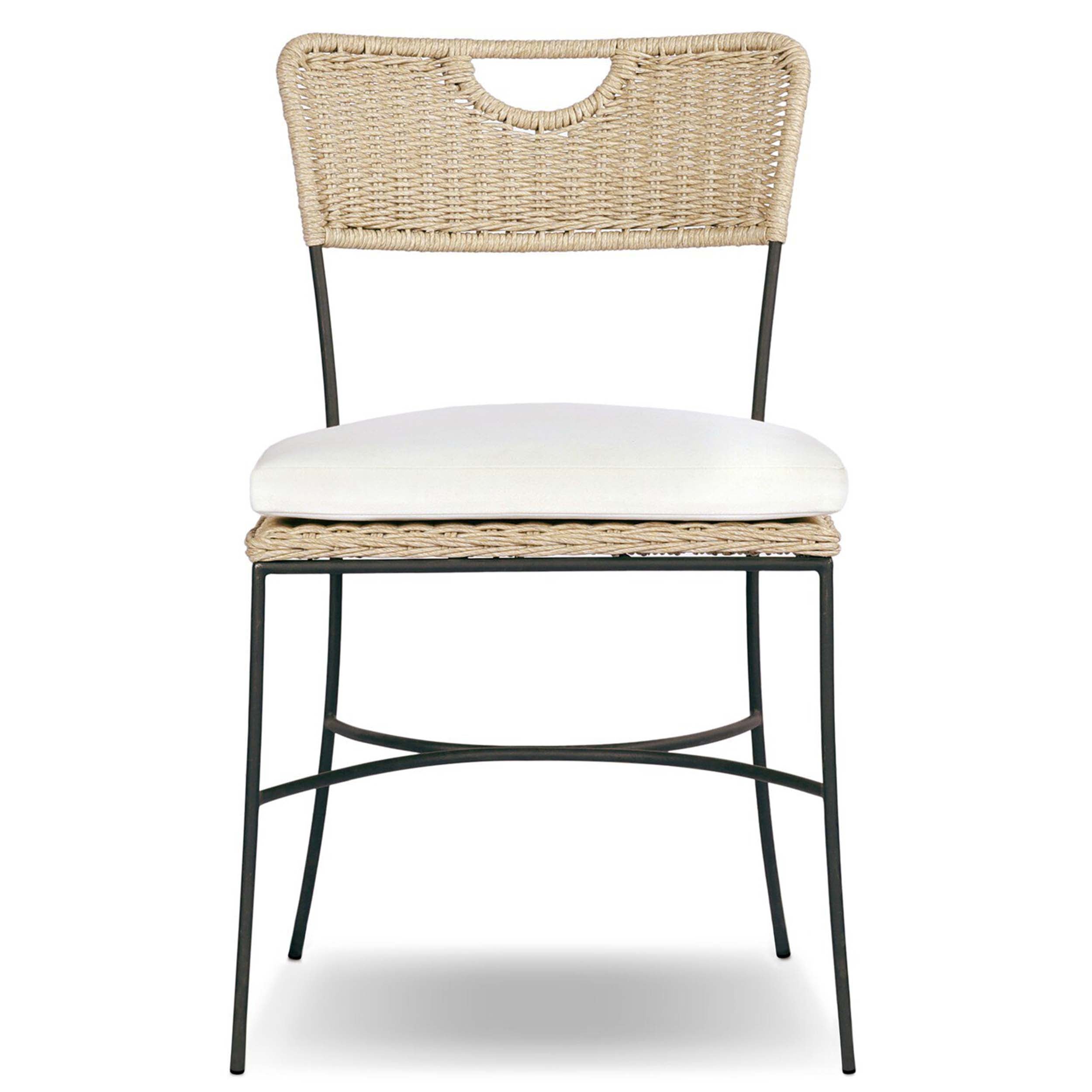 Honor Outdoor Dining Chair, Arashi Salt, Set of 2 featuring woven seat back and comfortable cushion.