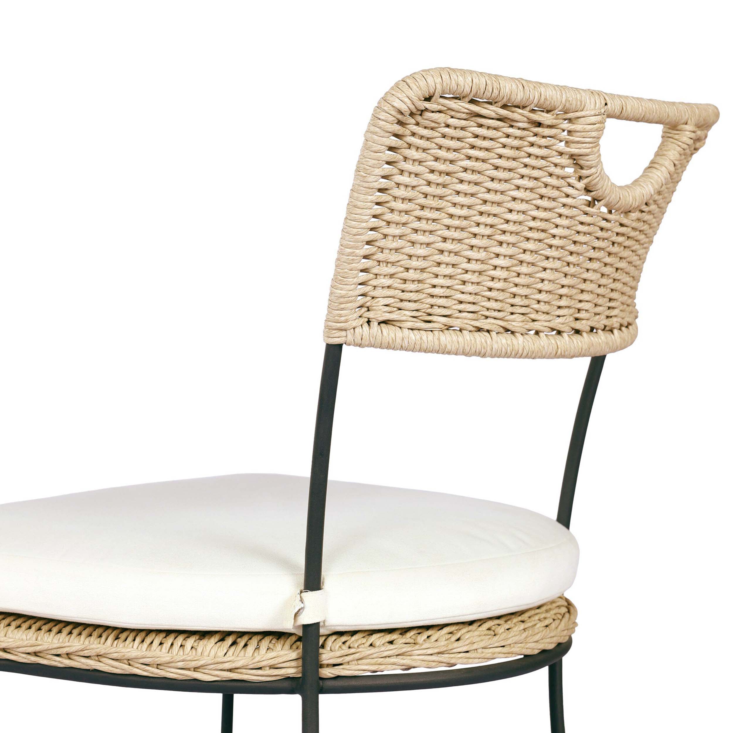 Honor Outdoor Dining Chair, Arashi Salt, Set of 2 with woven seat back and handle detail