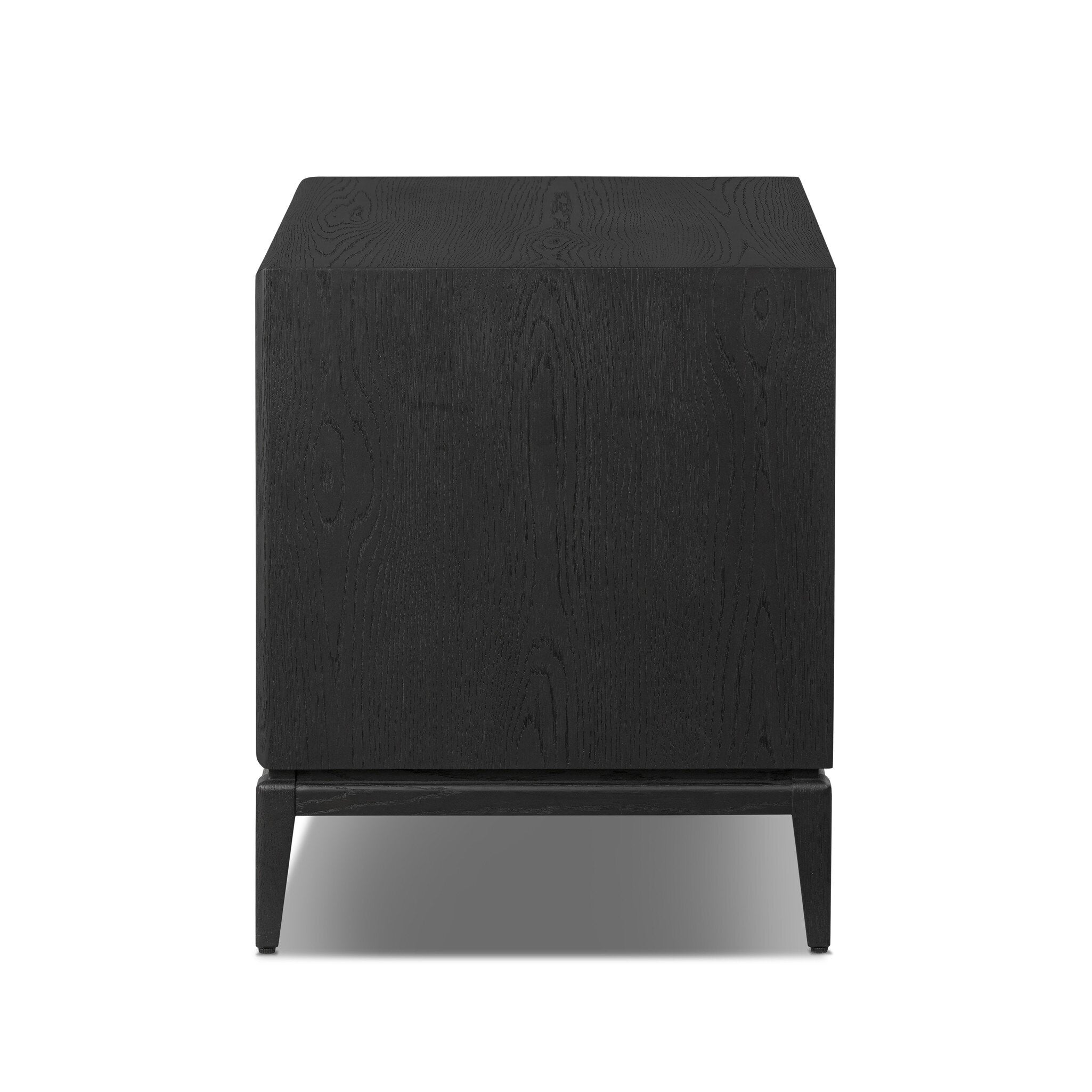 Rosenell Closed Nightstand, Black Oak Veneer