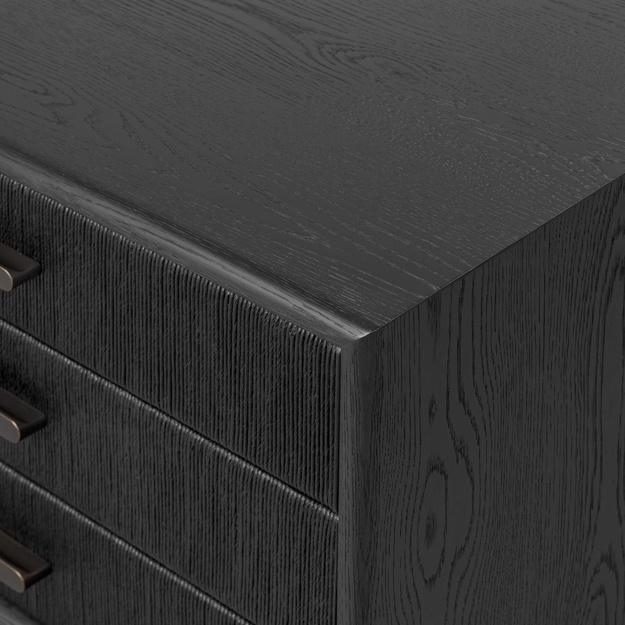 Rosenell Closed Nightstand, Black Oak Veneer