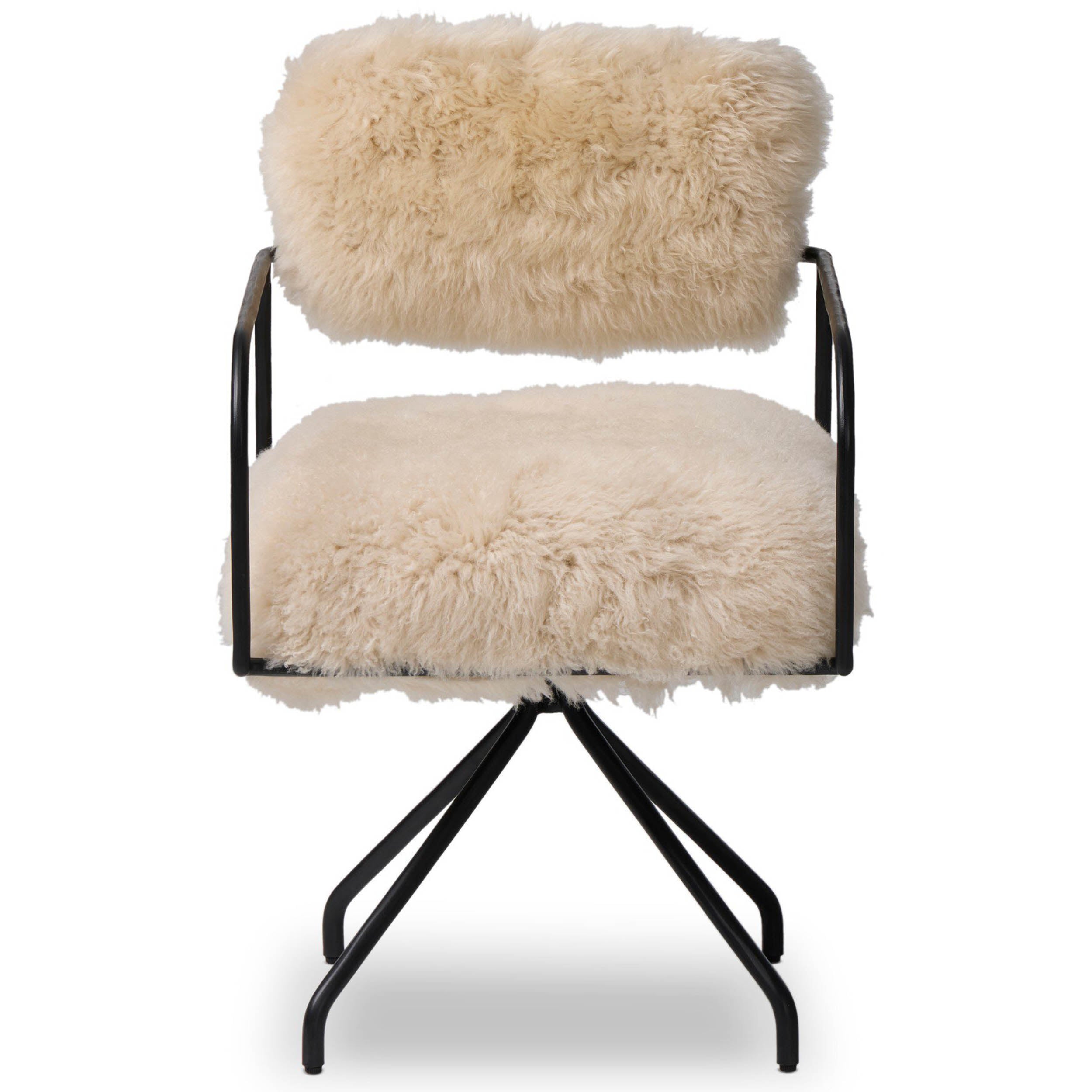 Fenn Desk Chair, Champagne Mongolian Fur