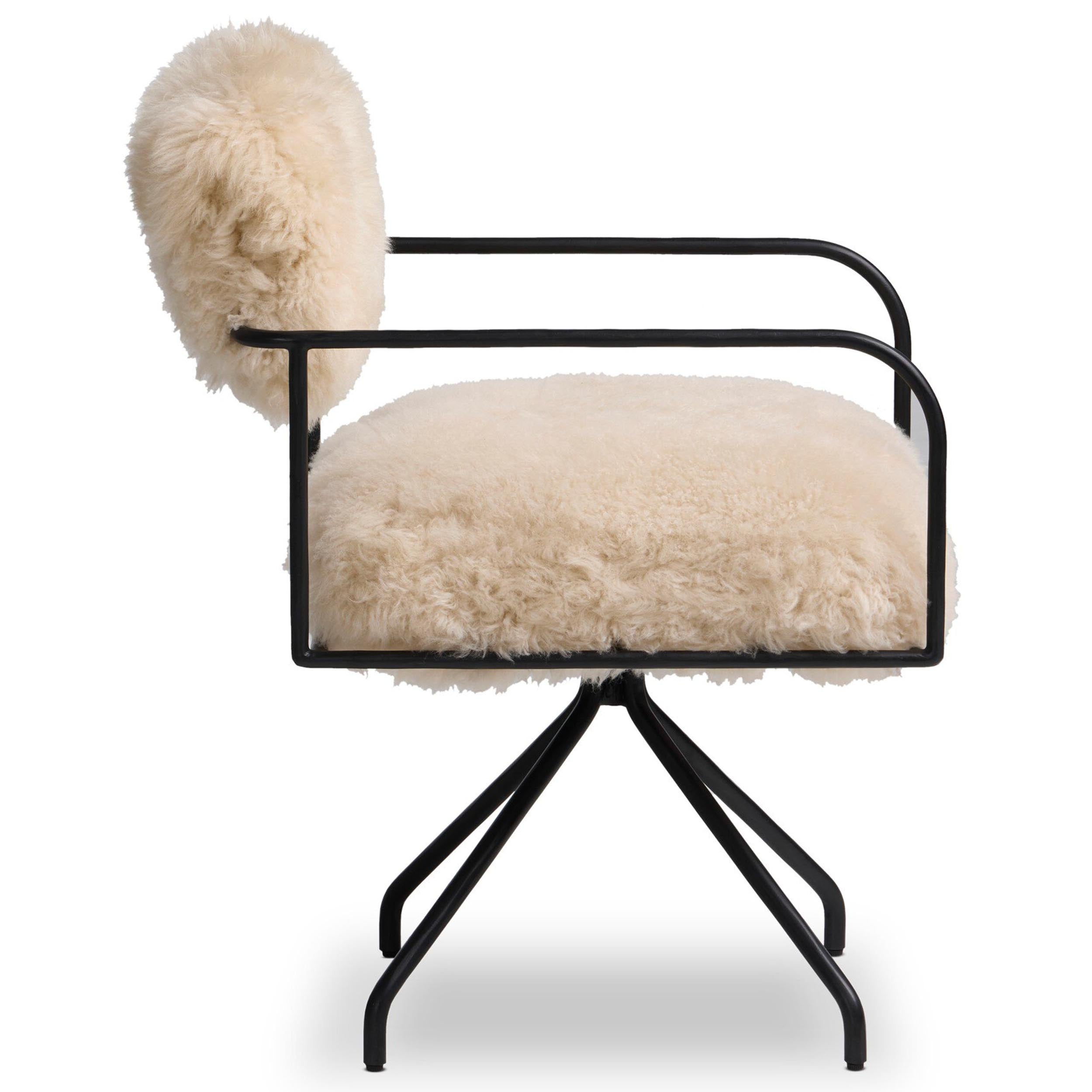 Fenn Desk Chair, Champagne Mongolian Fur