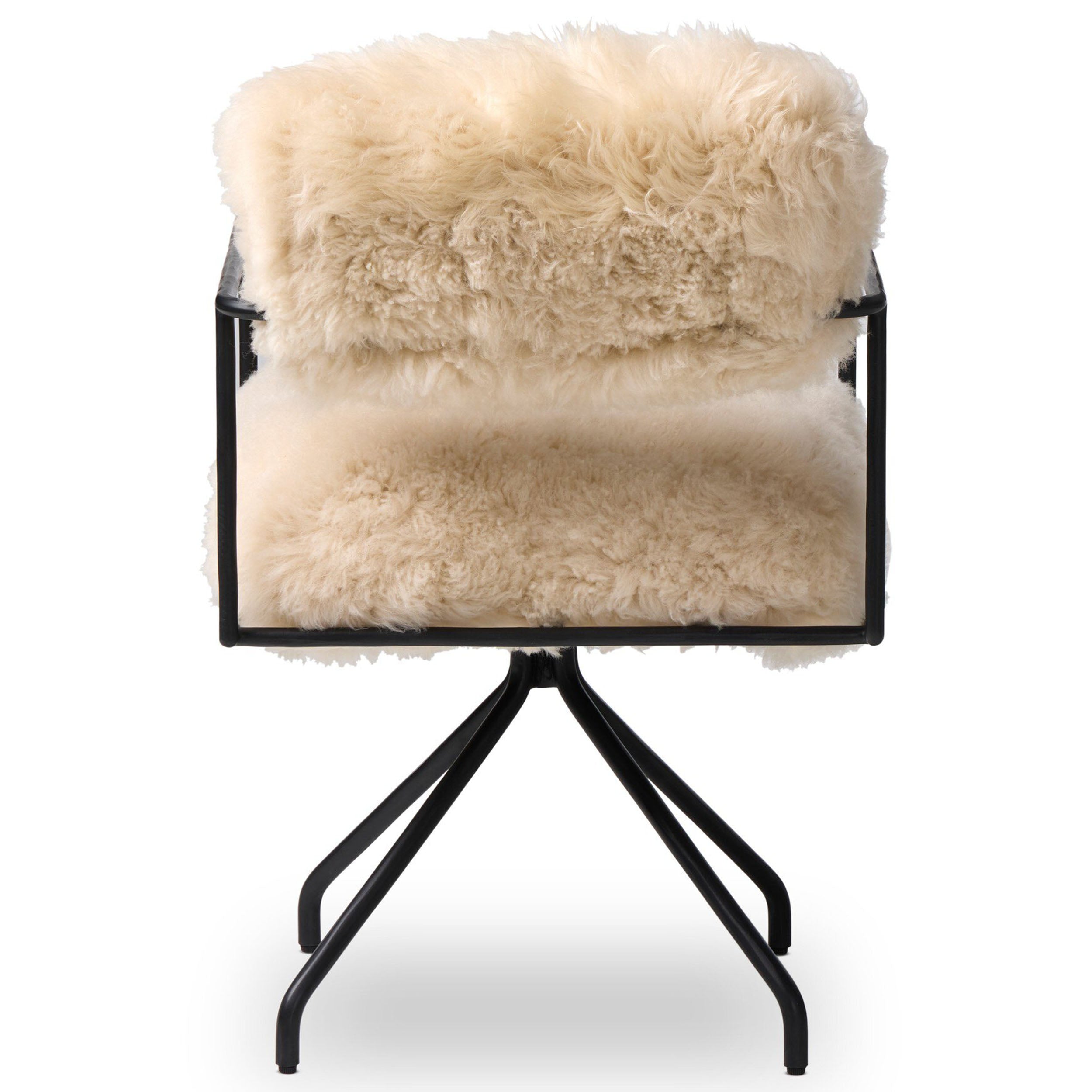 Fenn Desk Chair, Champagne Mongolian Fur