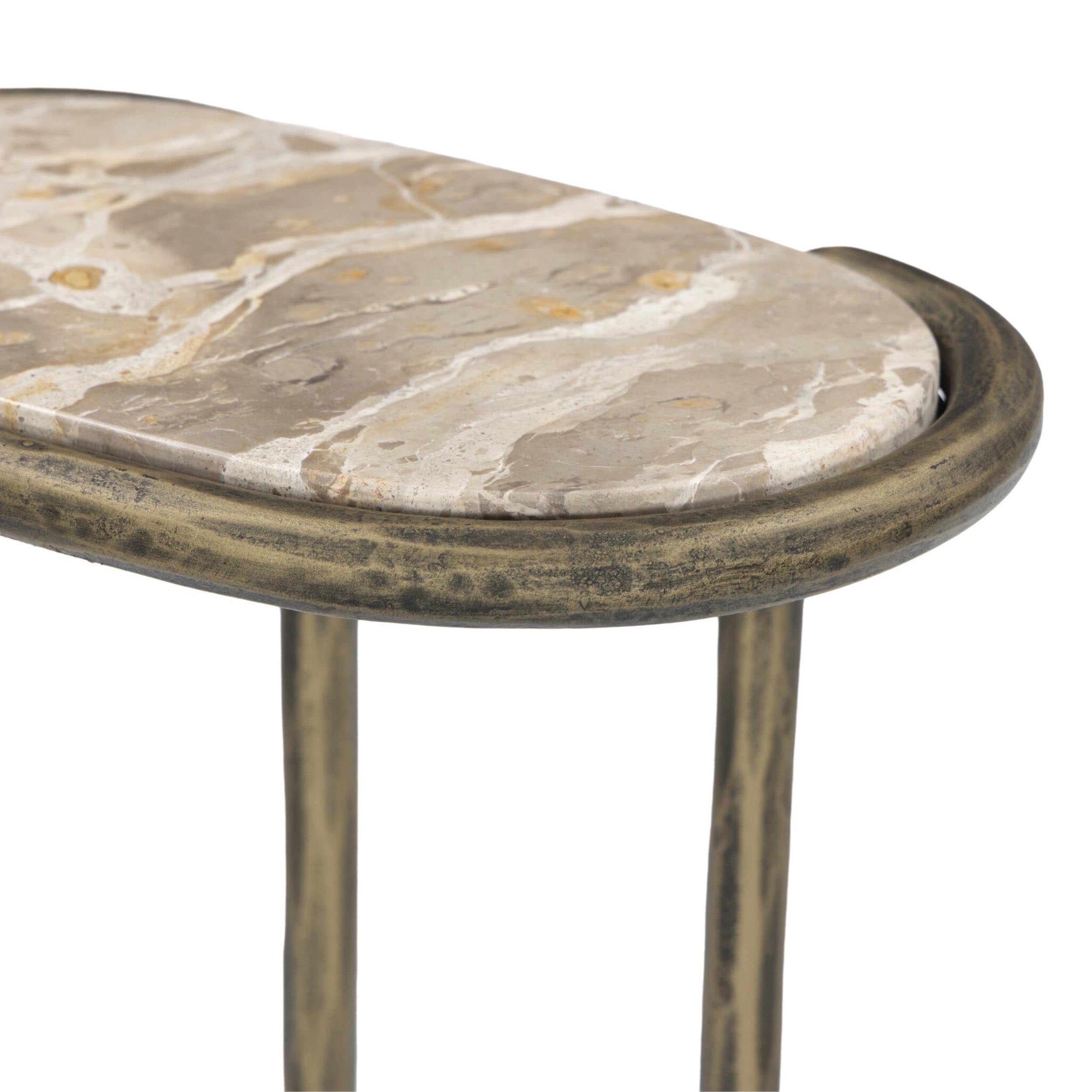 Niccola End Table, Hammered Aged Brass