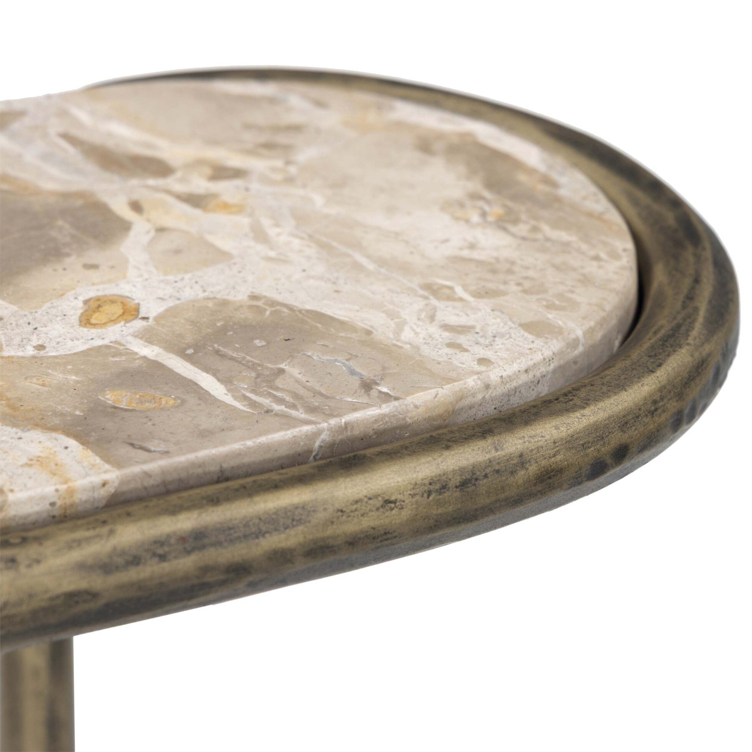 Niccola End Table, Hammered Aged Brass