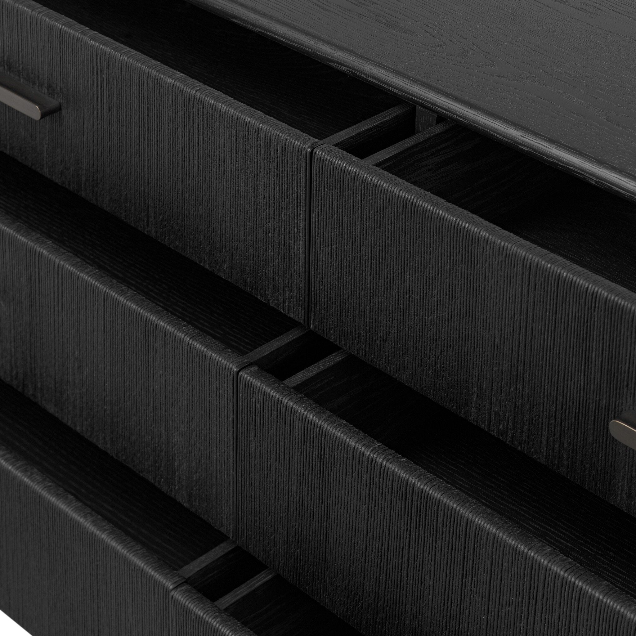 Rosenell 6 Drawer Dresser, Black Paper Cord