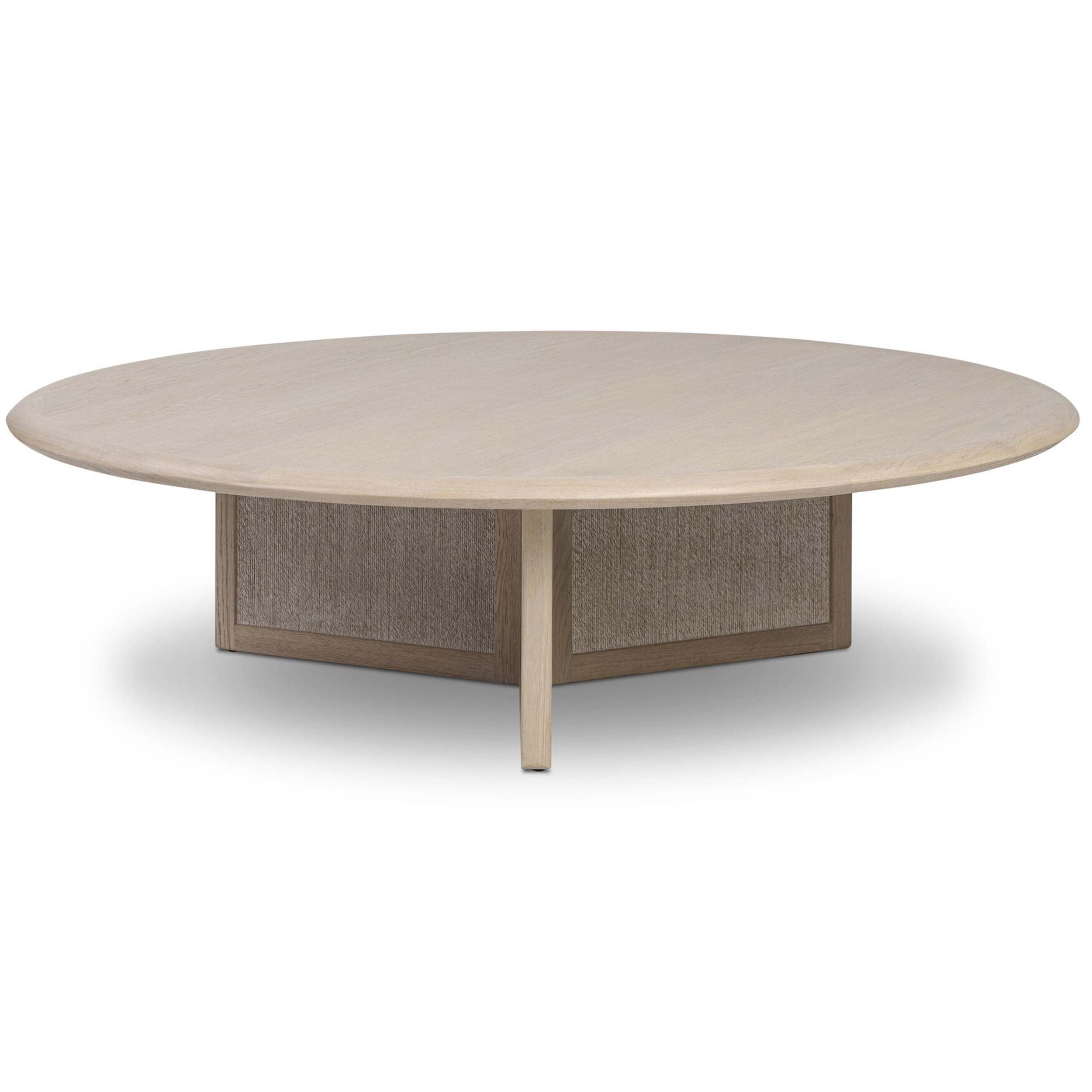 Rosenell Round Coffee Table, Natural Oak Veneer