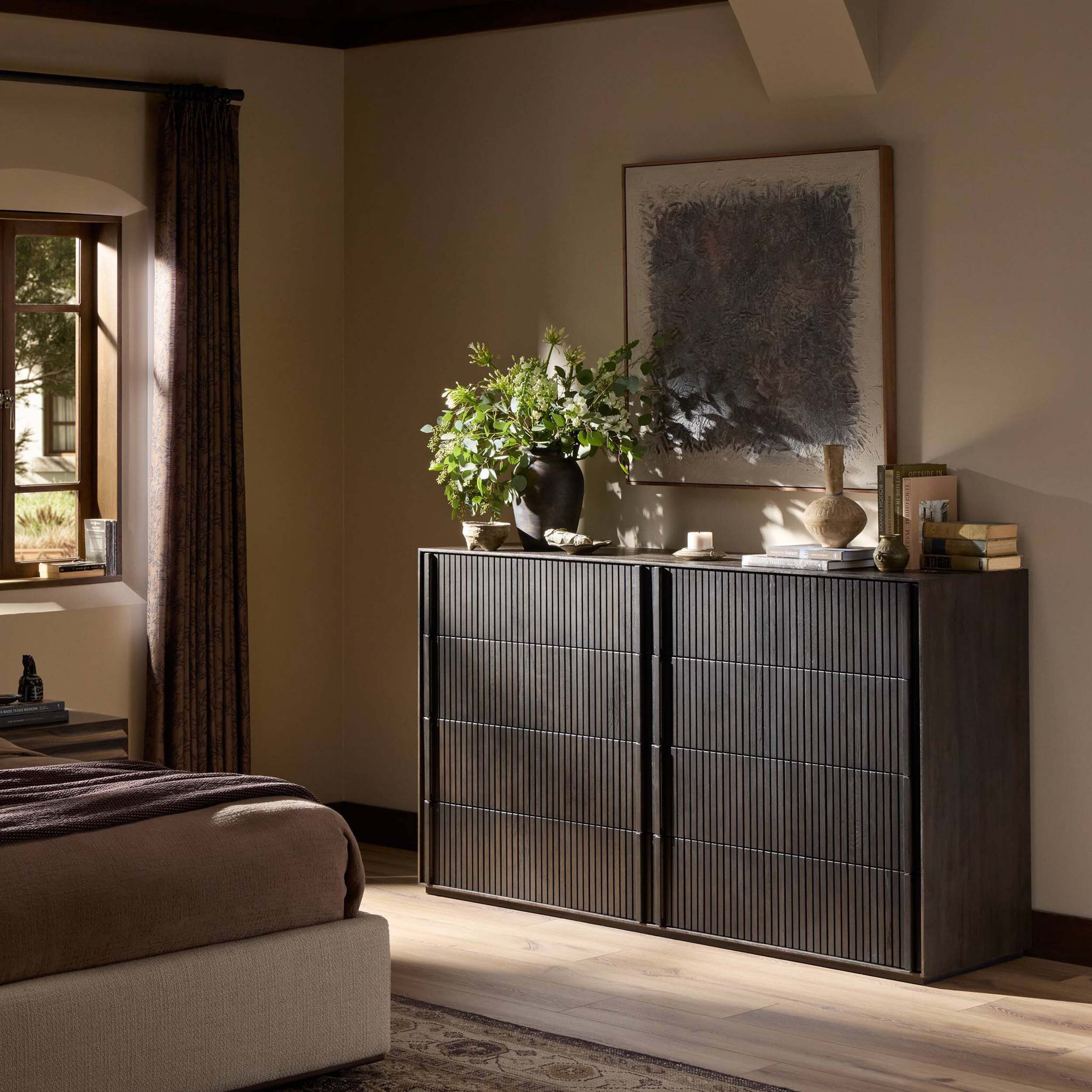 Leo 8 Drawer Dresser, Smoked Black